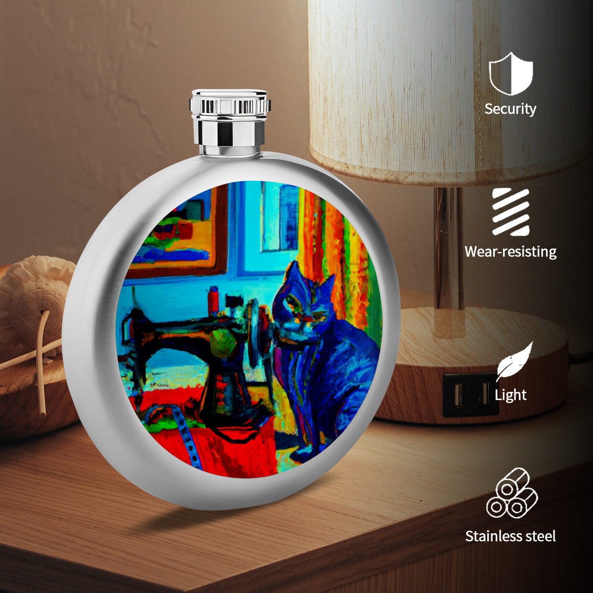 Flask with "Sewing Cats" design – The Perfect Gift for People who Love to Sew