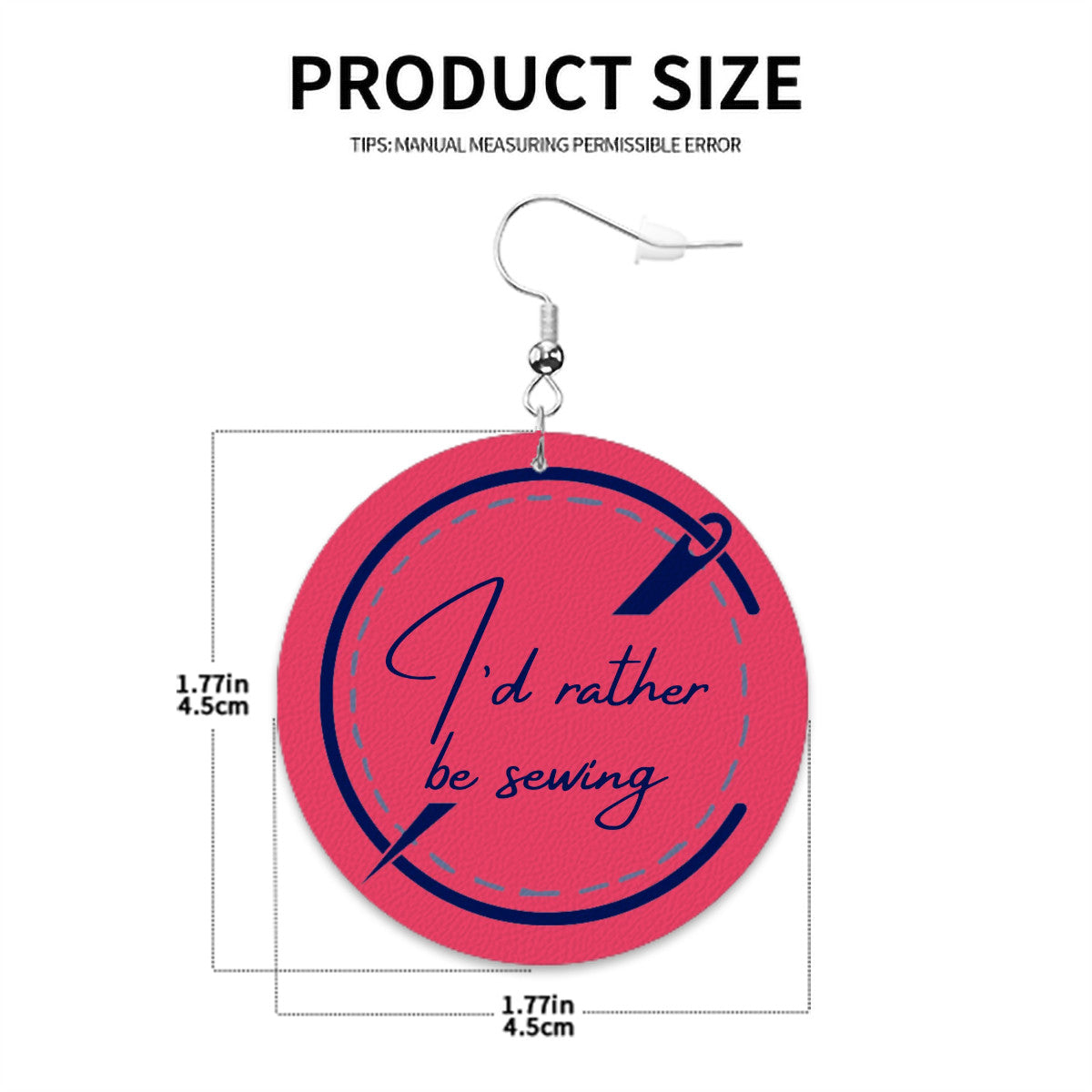 Circle Drop Earrings with "I'd Rather be Sewing" design – The Perfect Gift for People who Love to Sew