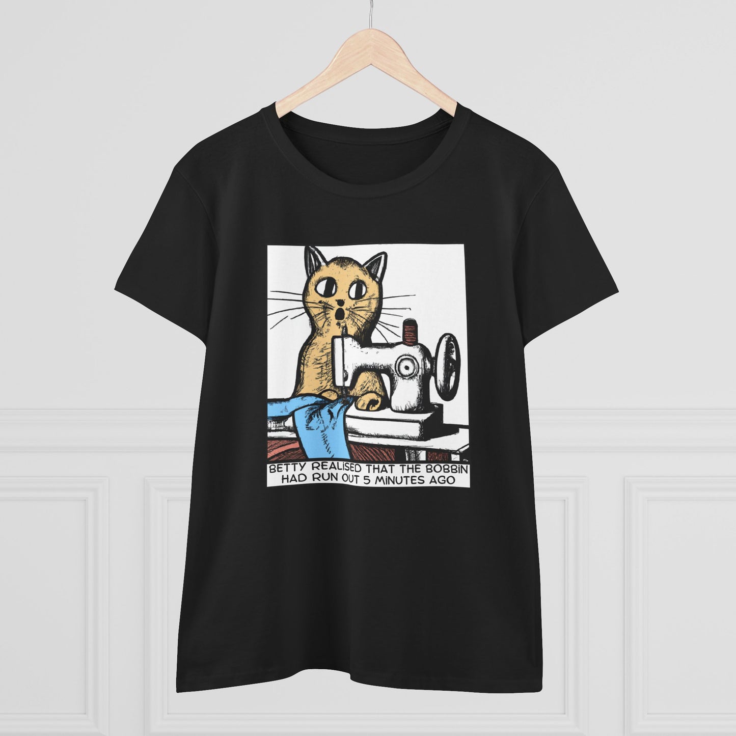 Cute Betty Bobbin Cat Sewing Tee