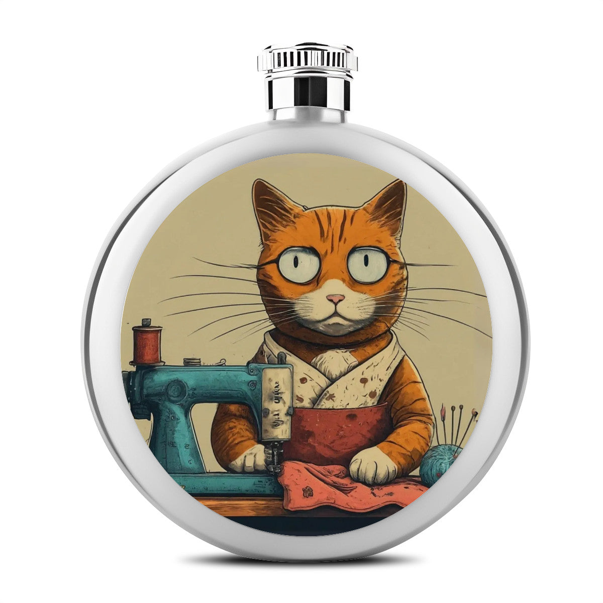 Flask with "Sewing Cats" design – The Perfect Gift for People who Love to Sew