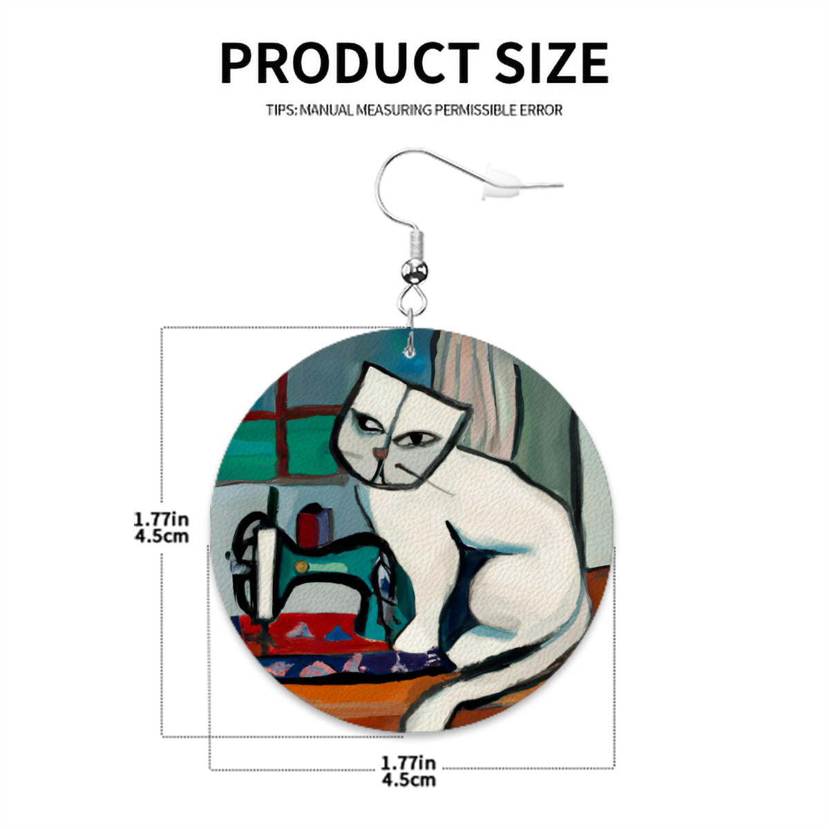 Circle Drop Earrings with "Sewing Cats" design – The Perfect Gift for People who Love to Sew