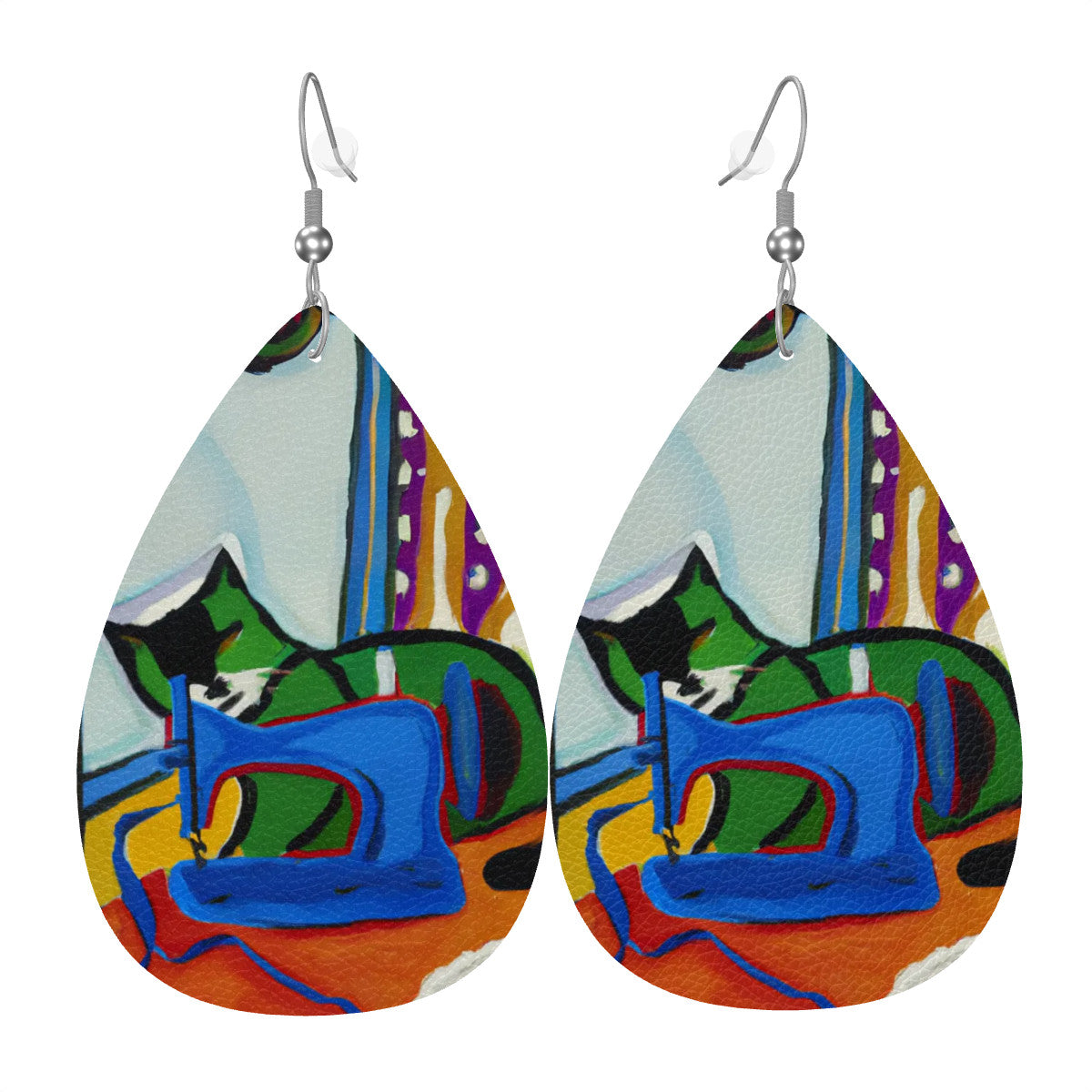 Teardrop Earrings with "Sewing Cats" design – The Perfect Gift for People who Love to Sew