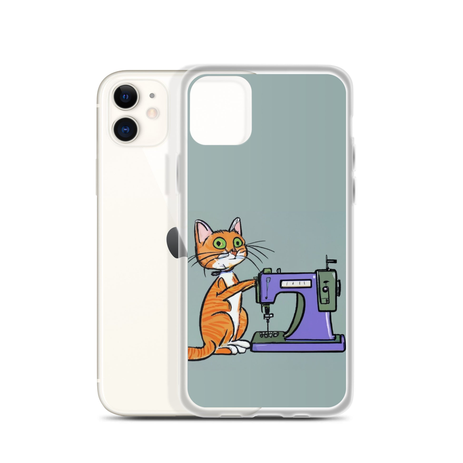 iPhone® "Sewing Cats" Clear Phone Case Design – The Perfect Gift for People who Love to Sew