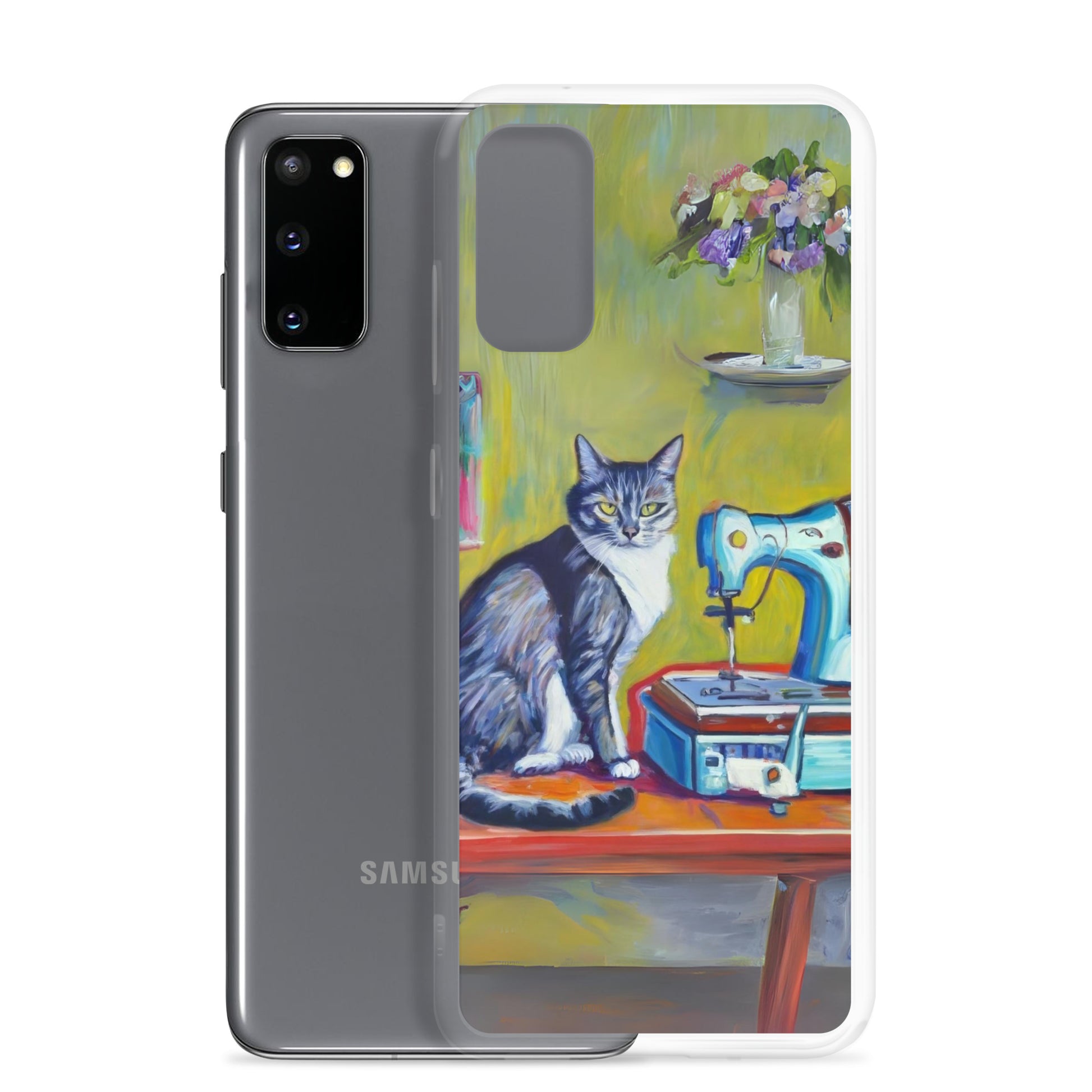 Samsung® Galaxy "Sewing Cats" Clear Phone Case Design – The Perfect Gift for People who Love to Sew