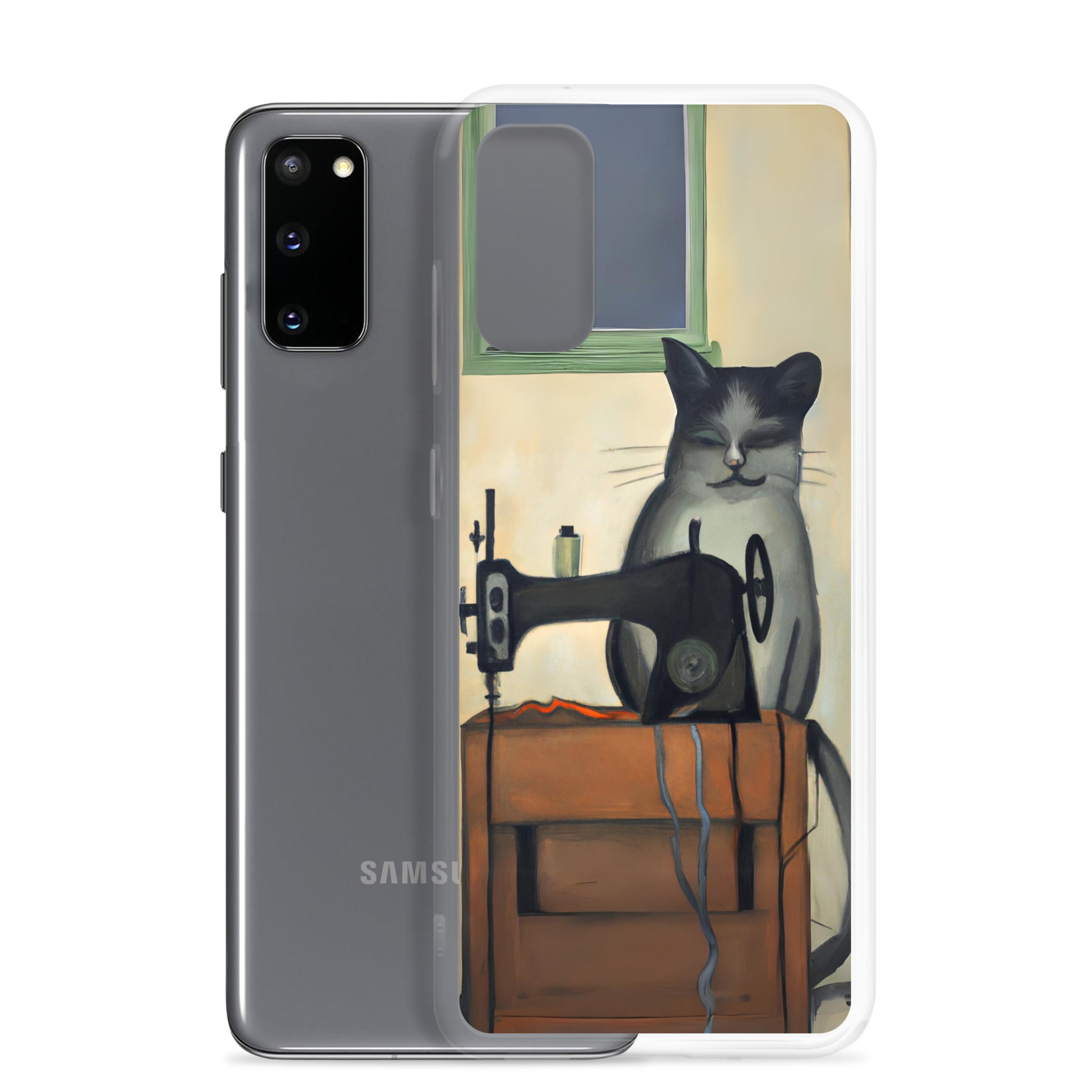 Samsung® Galaxy s20 "Sewing Cats" Clear Phone Case Design – The Perfect Gift for People who Love to Sew