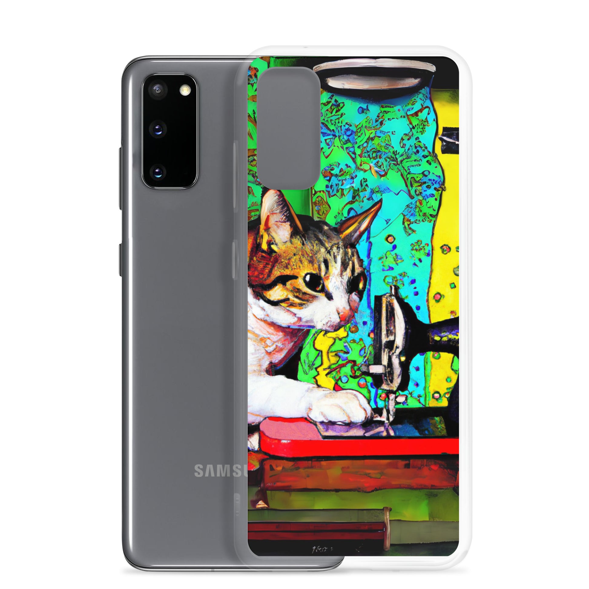 Samsung® Galaxy s20 "Sewing Cats" Clear Phone Case Design – The Perfect Gift for People who Love to Sew