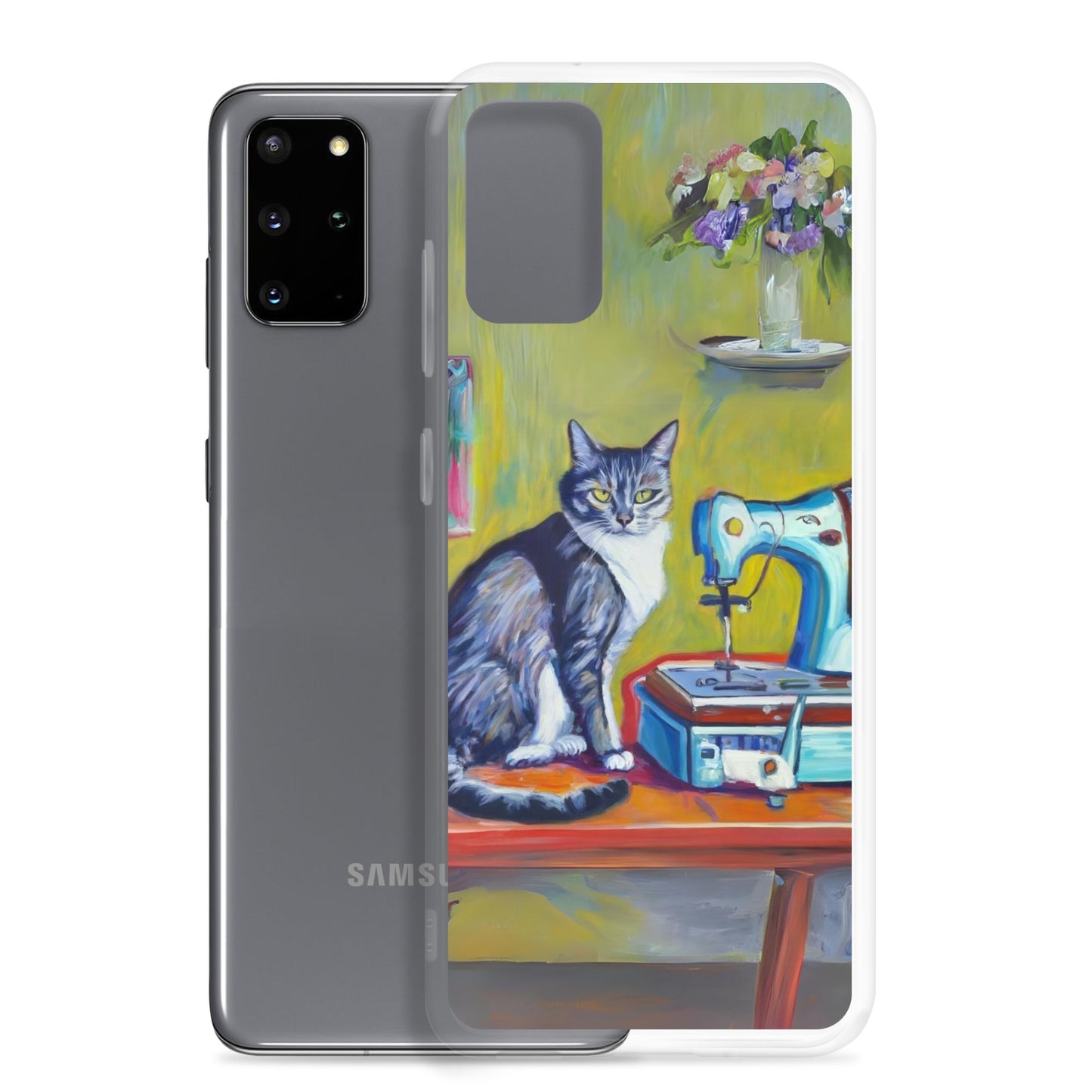 Samsung® Galaxy "Sewing Cats" Clear Phone Case Design – The Perfect Gift for People who Love to Sew