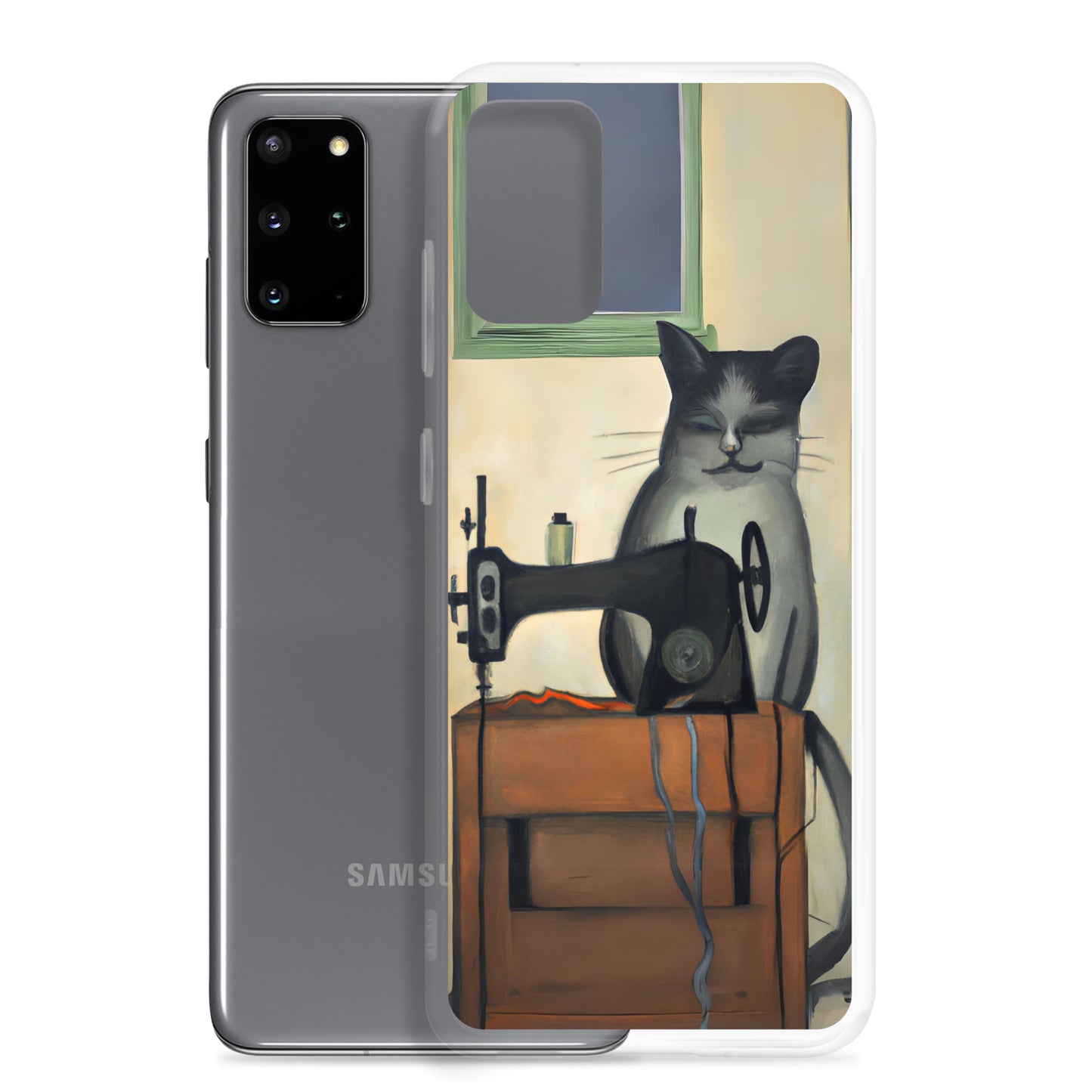 Samsung® Galaxy s20 plus "Sewing Cats" Clear Phone Case Design – The Perfect Gift for People who Love to Sew