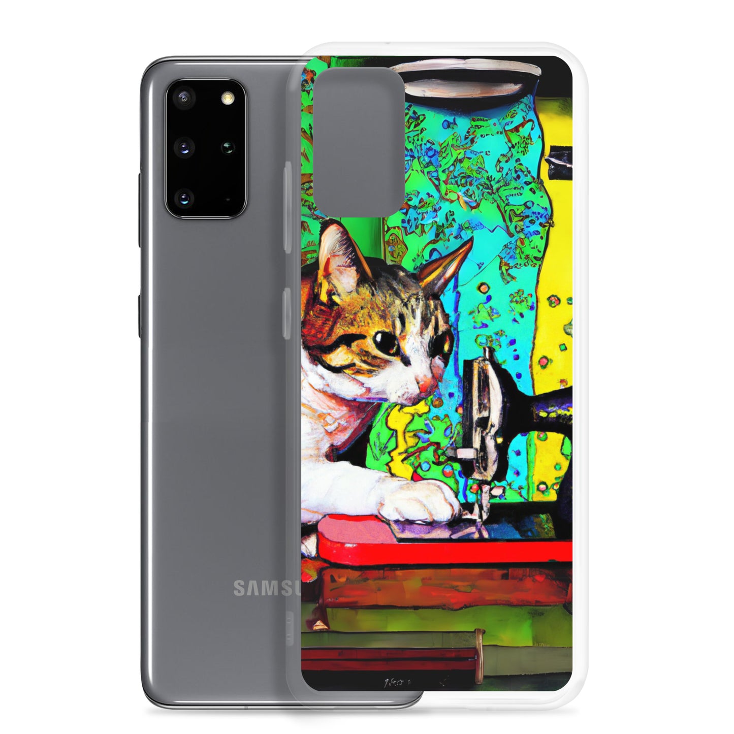 Samsung® Galaxy s20 plus "Sewing Cats" Clear Phone Case Design – The Perfect Gift for People who Love to Sew