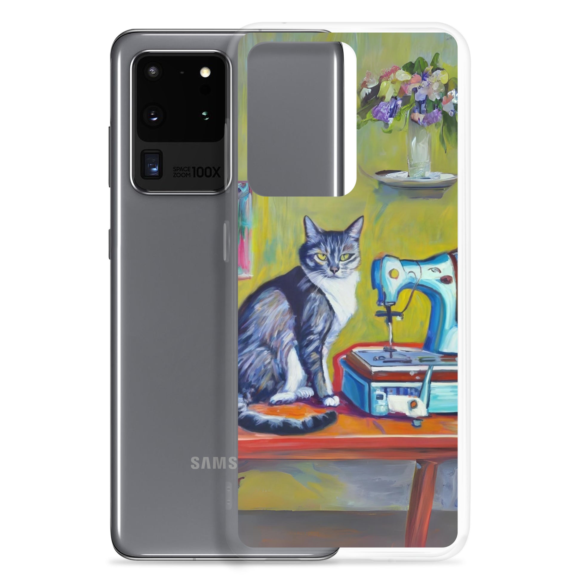 Samsung® Galaxy "Sewing Cats" Clear Phone Case Design – The Perfect Gift for People who Love to Sew