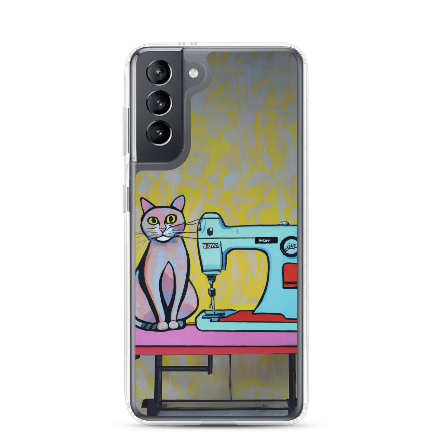 Samsung® Galaxy "Sewing Cats" Clear Phone Case Design – The Perfect Gift for People who Love to Sew