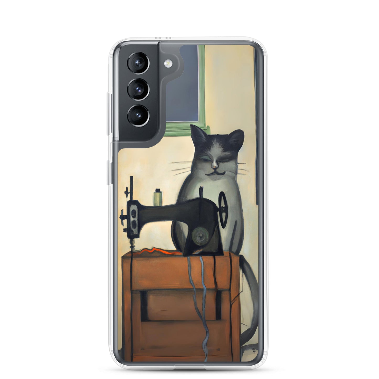 Samsung® Galaxy s21 "Sewing Cats" Clear Phone Case Design – The Perfect Gift for People who Love to Sew