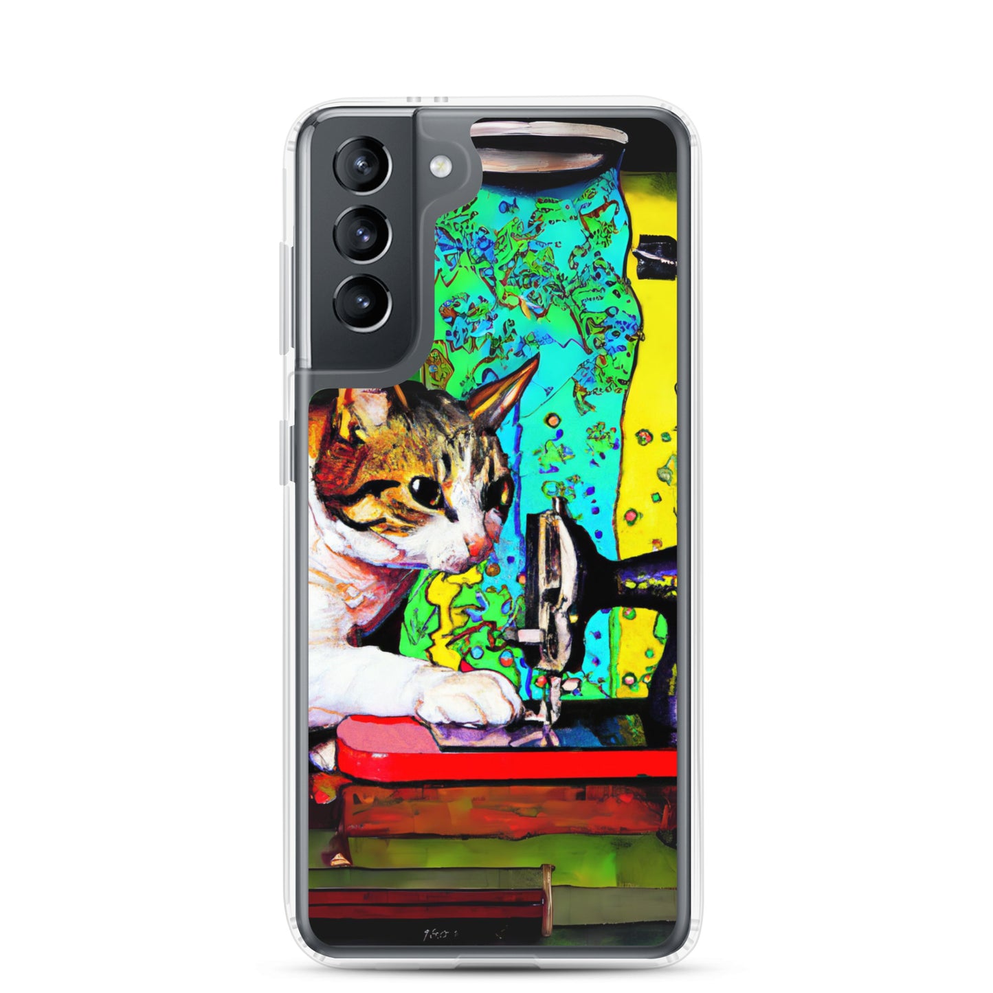 Samsung® Galaxy s21 "Sewing Cats" Clear Phone Case Design – The Perfect Gift for People who Love to Sew