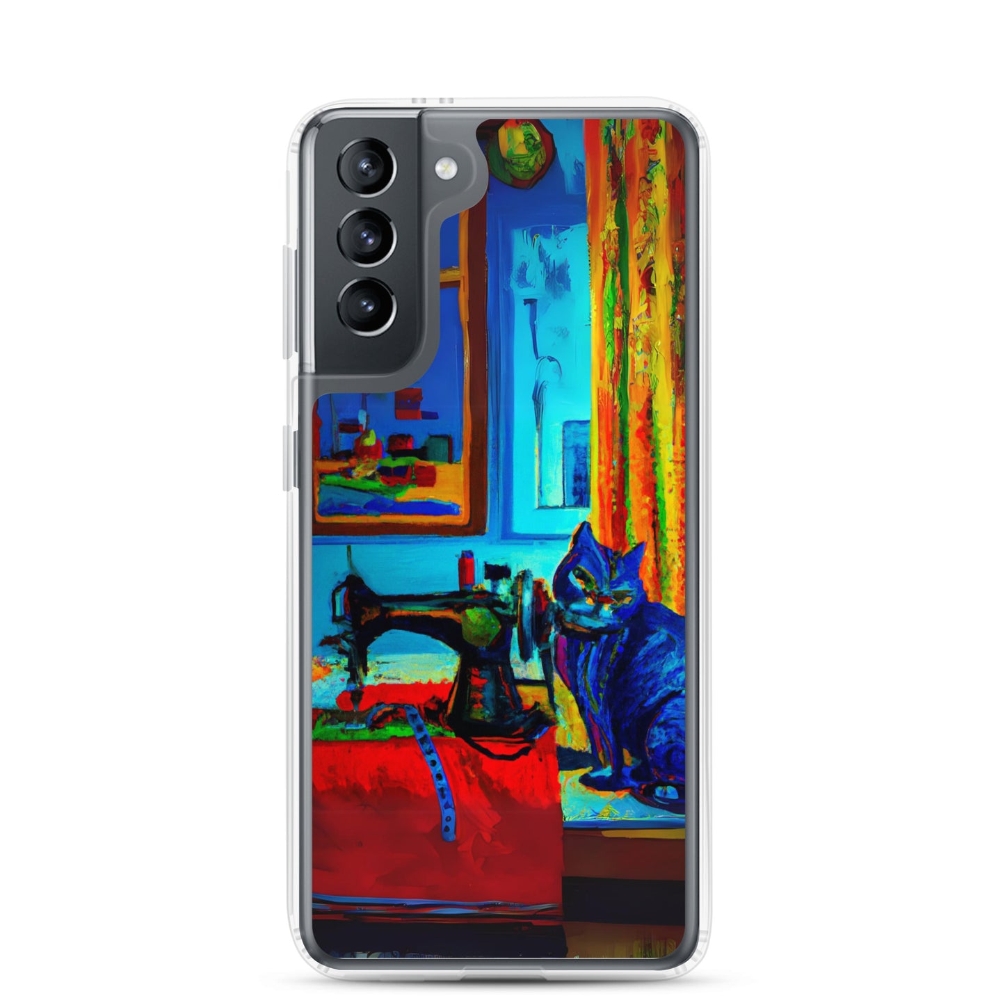 Samsung® Galaxy s21 "Sewing Cats" Clear Phone Case Design – The Perfect Gift for People who Love to Sew