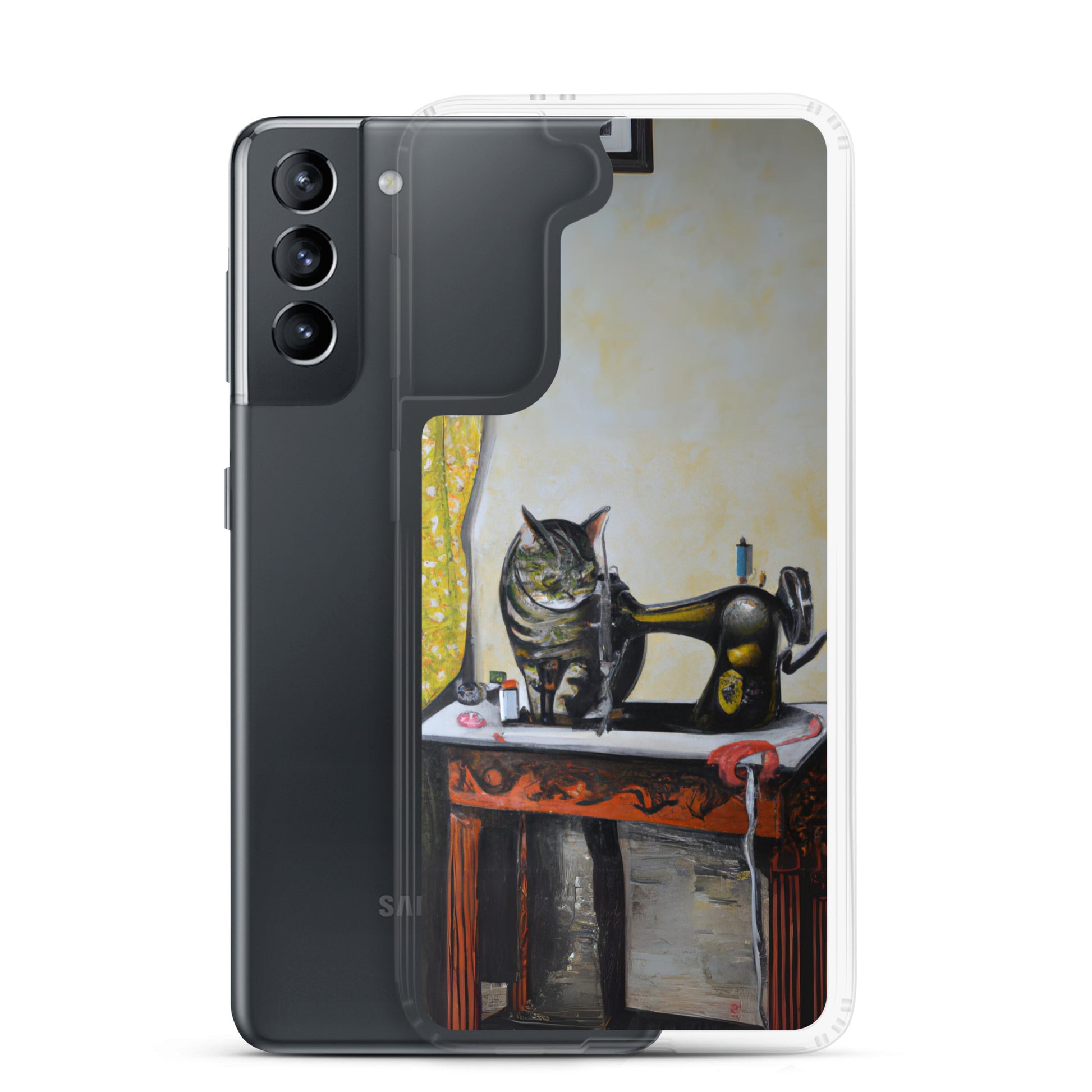 Samsung® Galaxy "Sewing Cats" Clear Phone Case Design – The Perfect Gift for People who Love to Sew