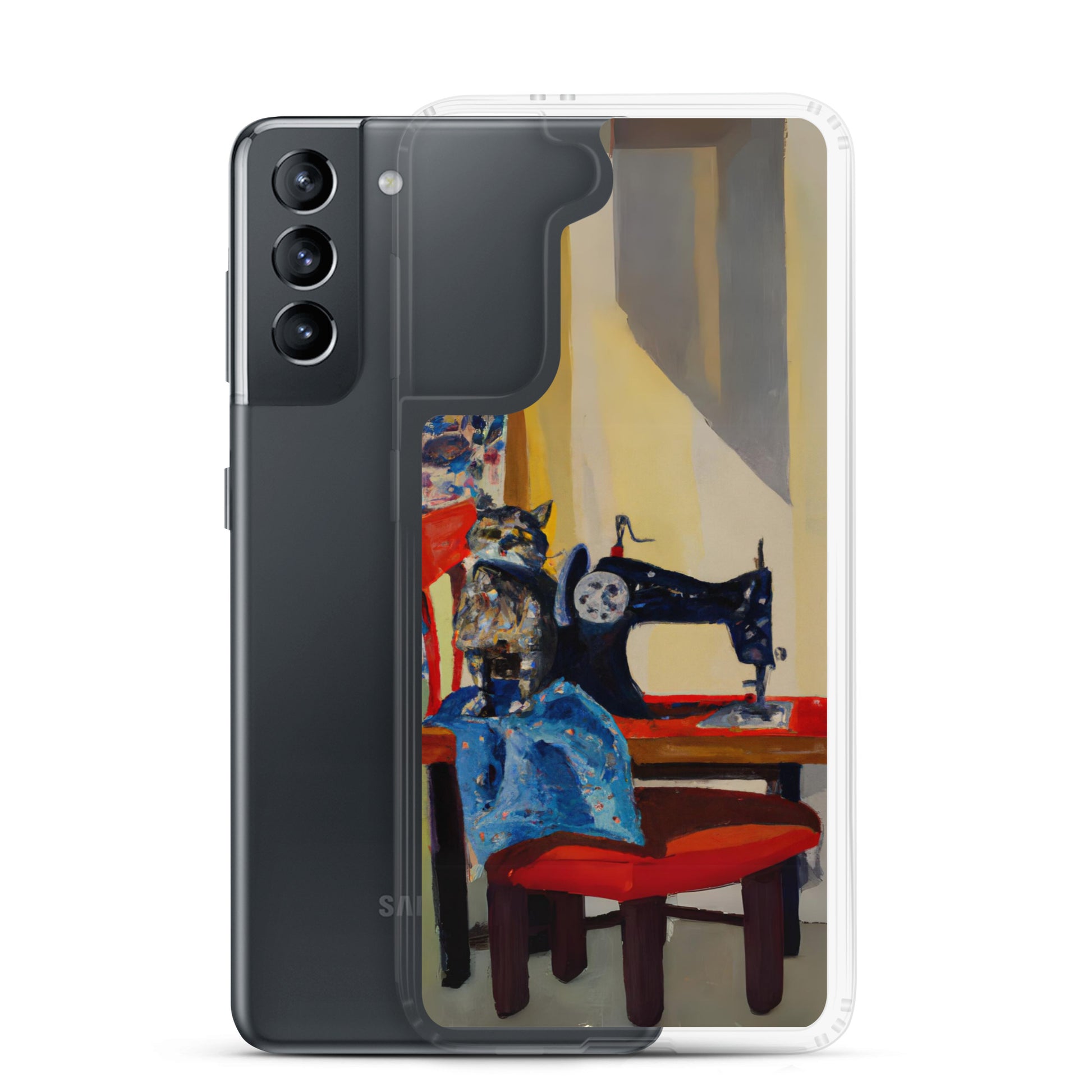 Samsung® Galaxy "Sewing Cats" Clear Phone Case Design – The Perfect Gift for People who Love to Sew