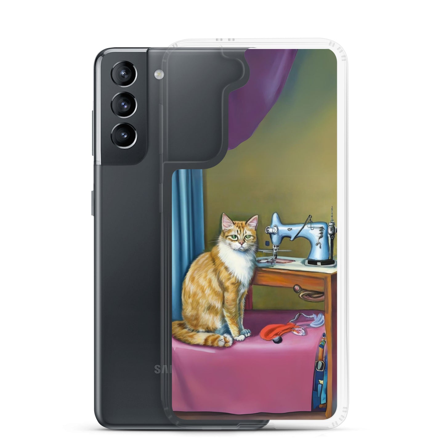 Samsung® Galaxy "Sewing Cats" Clear Phone Case Design – The Perfect Gift for People who Love to Sew