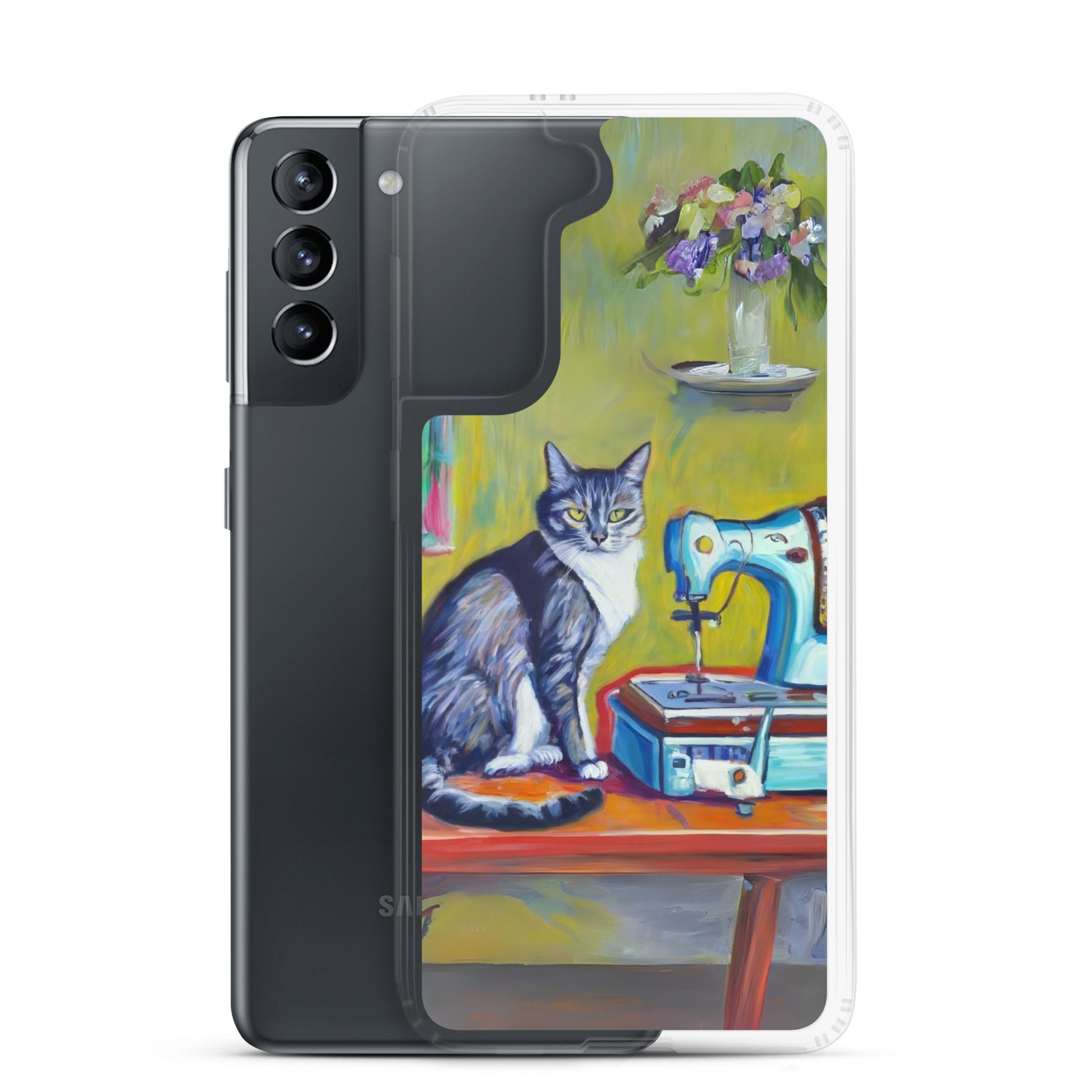 Samsung® Galaxy "Sewing Cats" Clear Phone Case Design – The Perfect Gift for People who Love to Sew