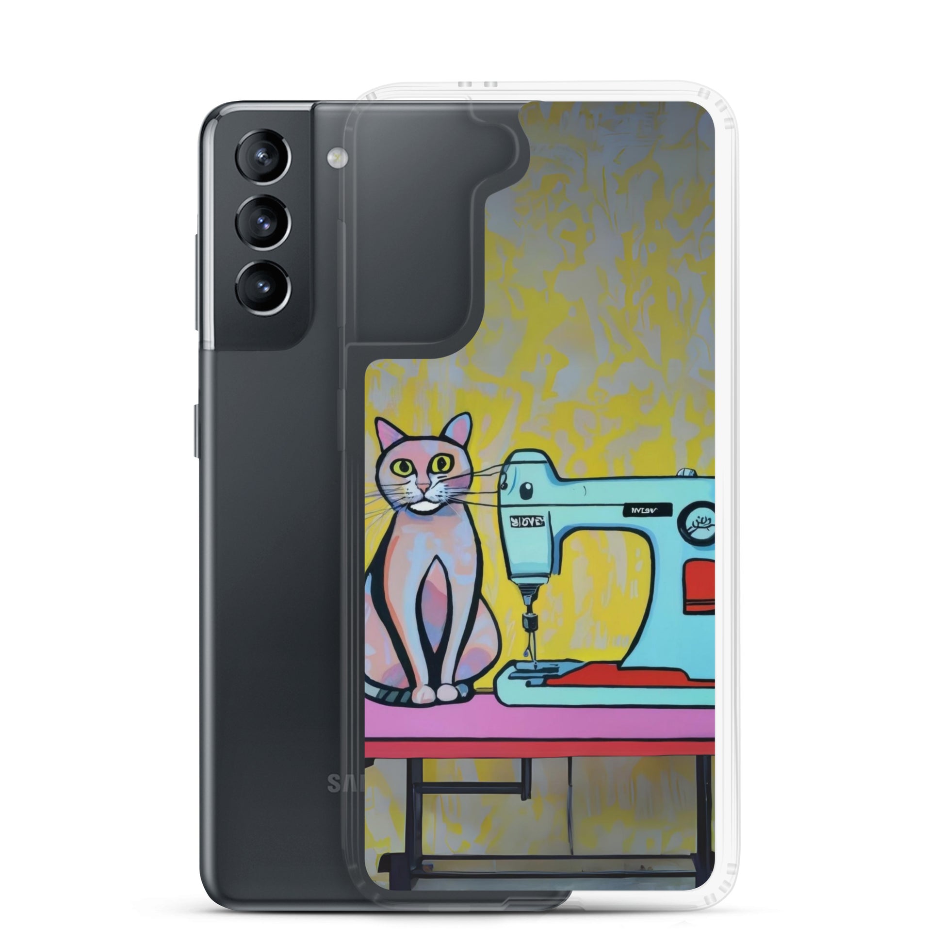 Samsung® Galaxy "Sewing Cats" Clear Phone Case Design – The Perfect Gift for People who Love to Sew