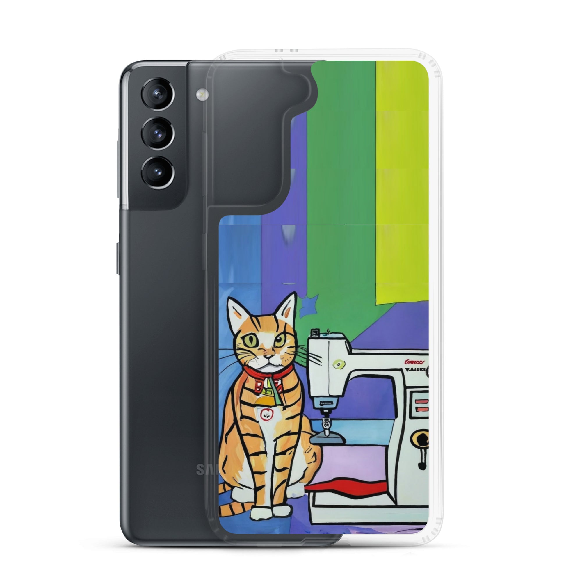 Samsung® Galaxy "Sewing Cats" Clear Phone Case Design – The Perfect Gift for People who Love to Sew