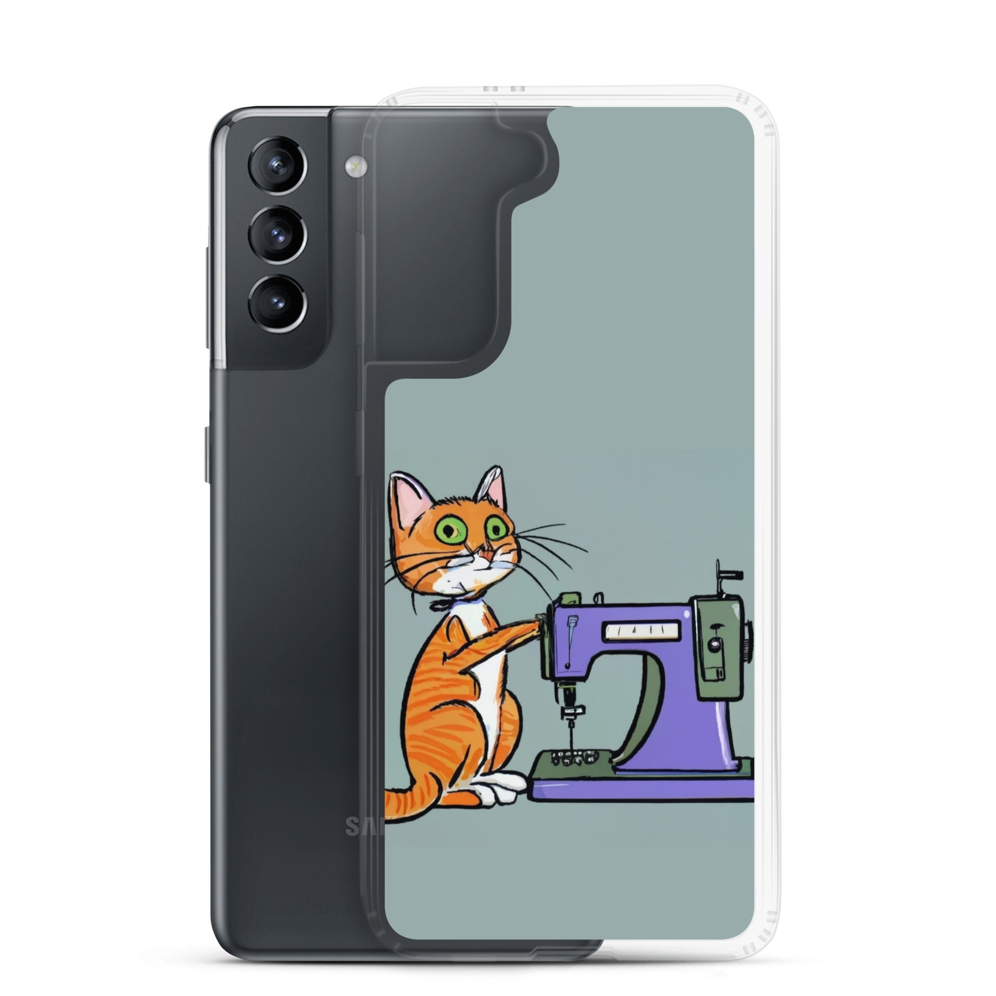 Samsung® Galaxy "Sewing Cats" Clear Phone Case Design – The Perfect Gift for People who Love to Sew