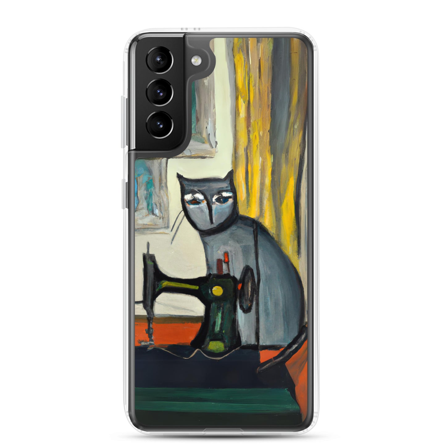 Samsung® Galaxy s21 "Sewing Cats" Clear Phone Case Design – The Perfect Gift for People who Love to Sew