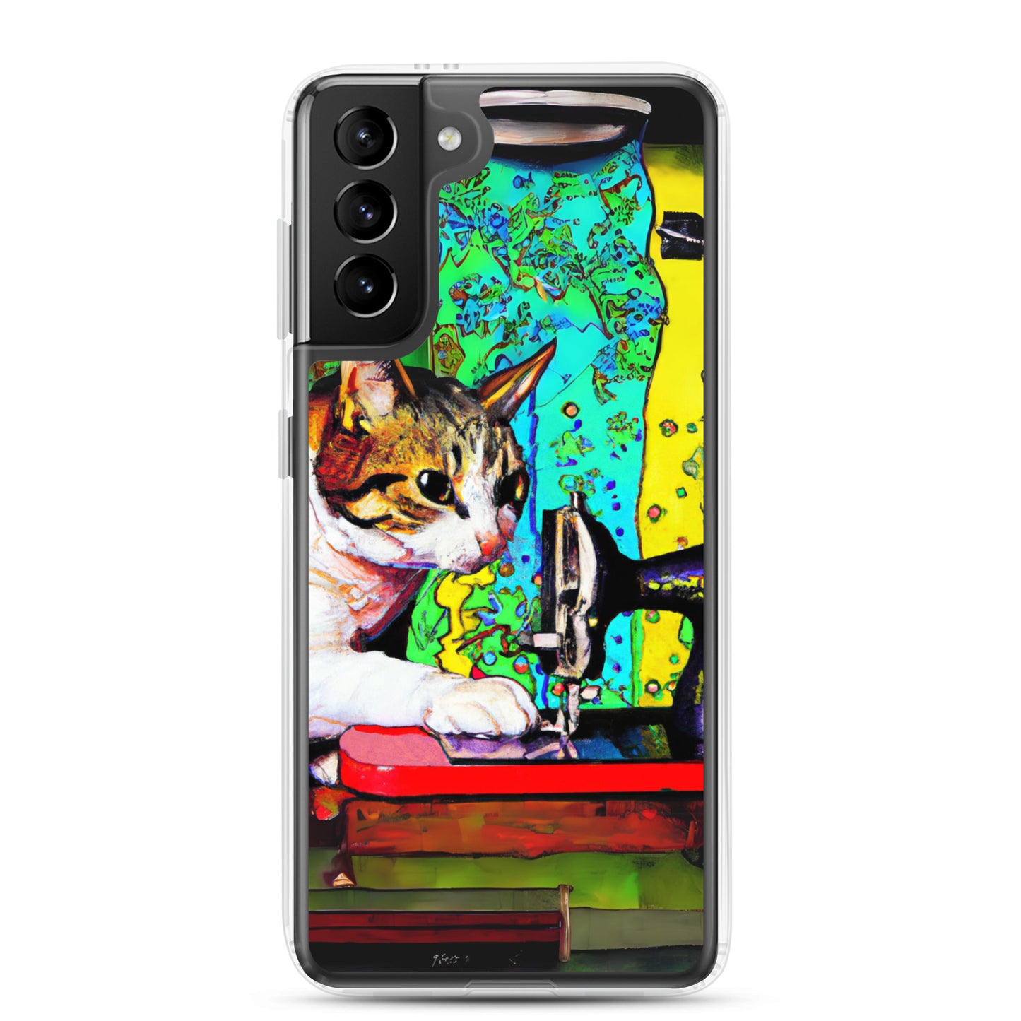 Samsung® Galaxy s21 plus "Sewing Cats" Clear Phone Case Design – The Perfect Gift for People who Love to Sew