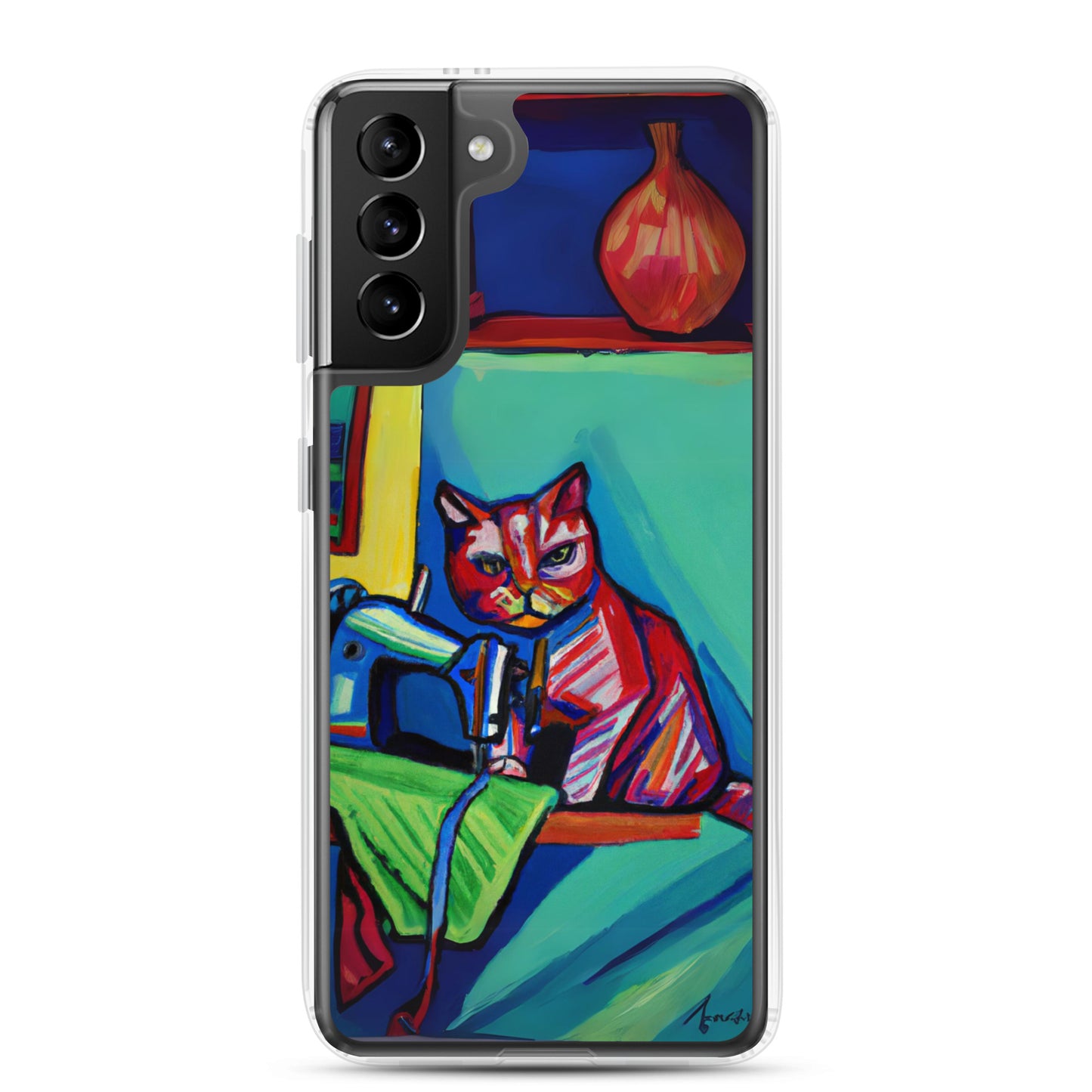 Samsung® Galaxy s21 "Sewing Cats" Clear Phone Case Design – The Perfect Gift for People who Love to Sew