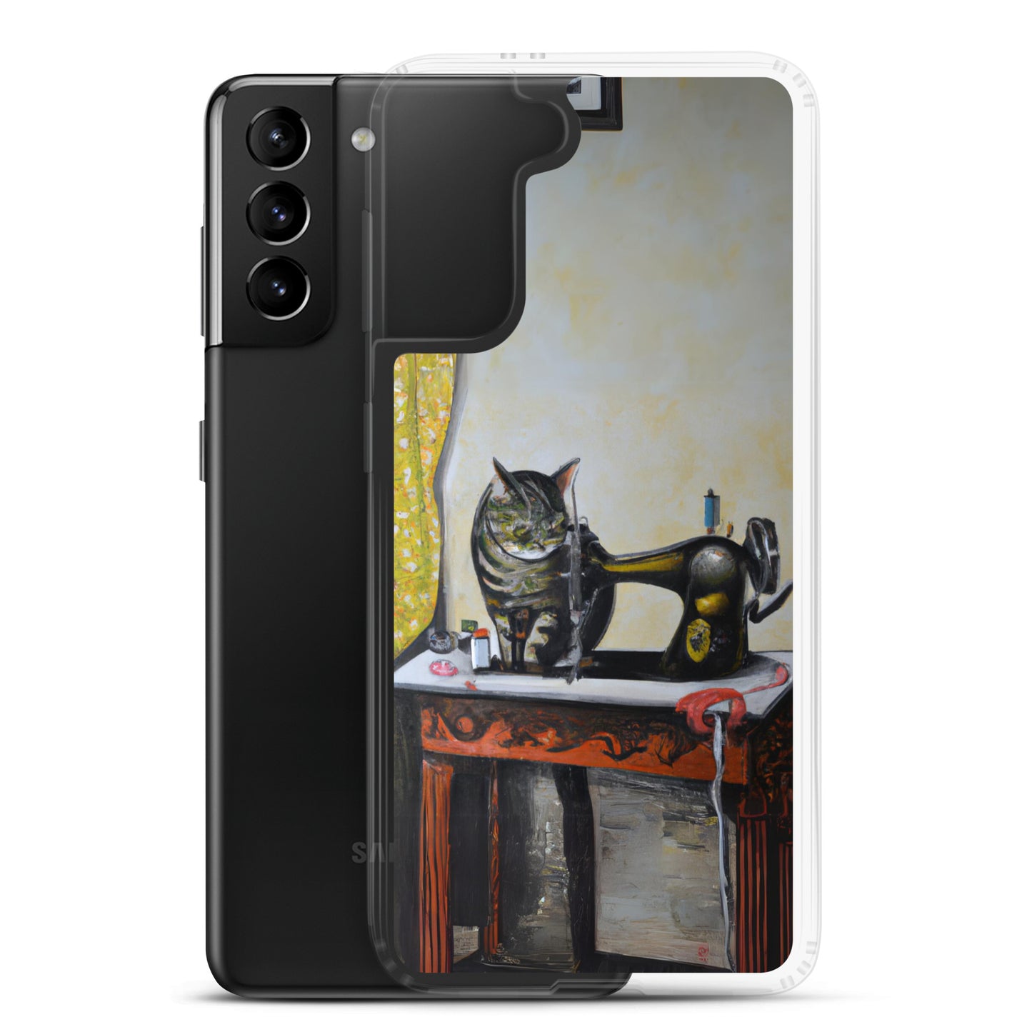 Samsung® Galaxy "Sewing Cats" Clear Phone Case Design – The Perfect Gift for People who Love to Sew