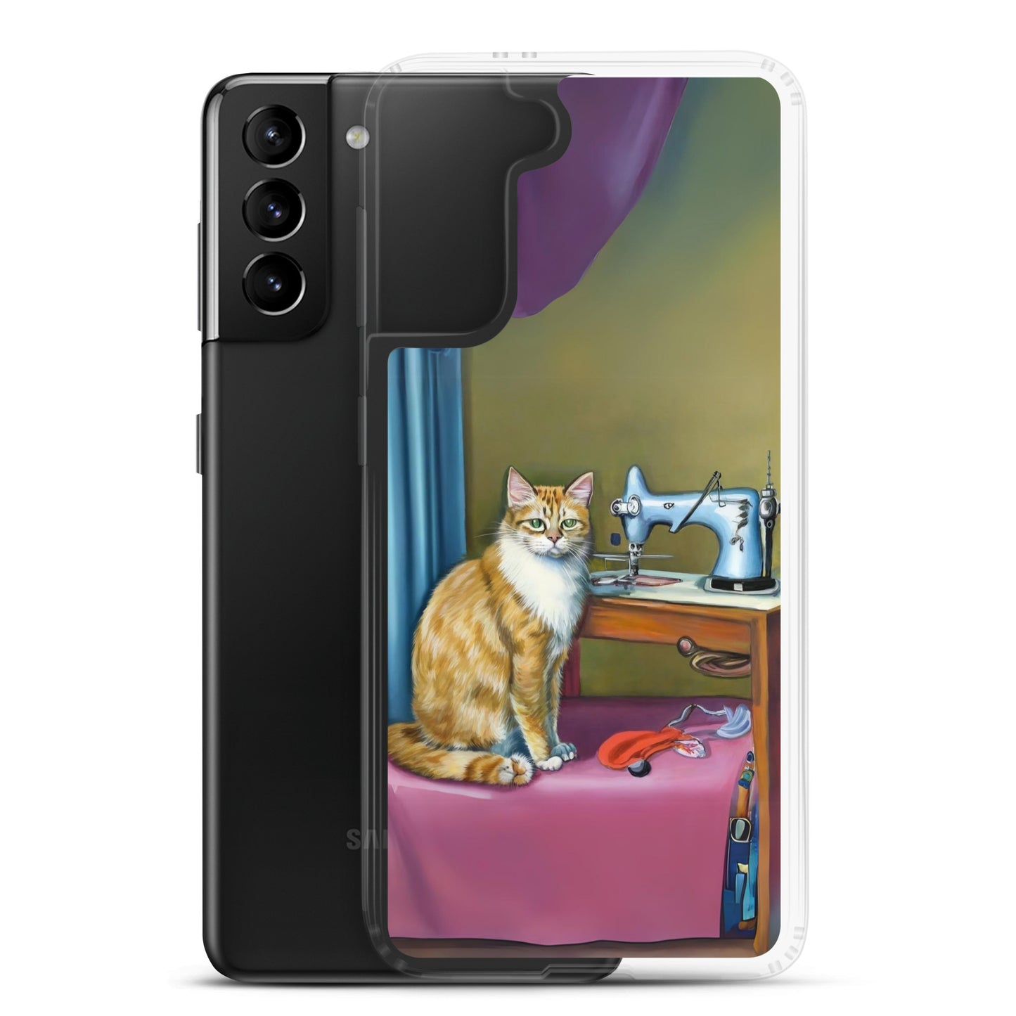 Samsung® Galaxy "Sewing Cats" Clear Phone Case Design – The Perfect Gift for People who Love to Sew