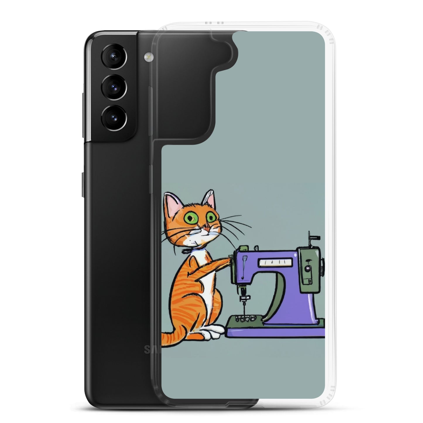 Samsung® Galaxy "Sewing Cats" Clear Phone Case Design – The Perfect Gift for People who Love to Sew