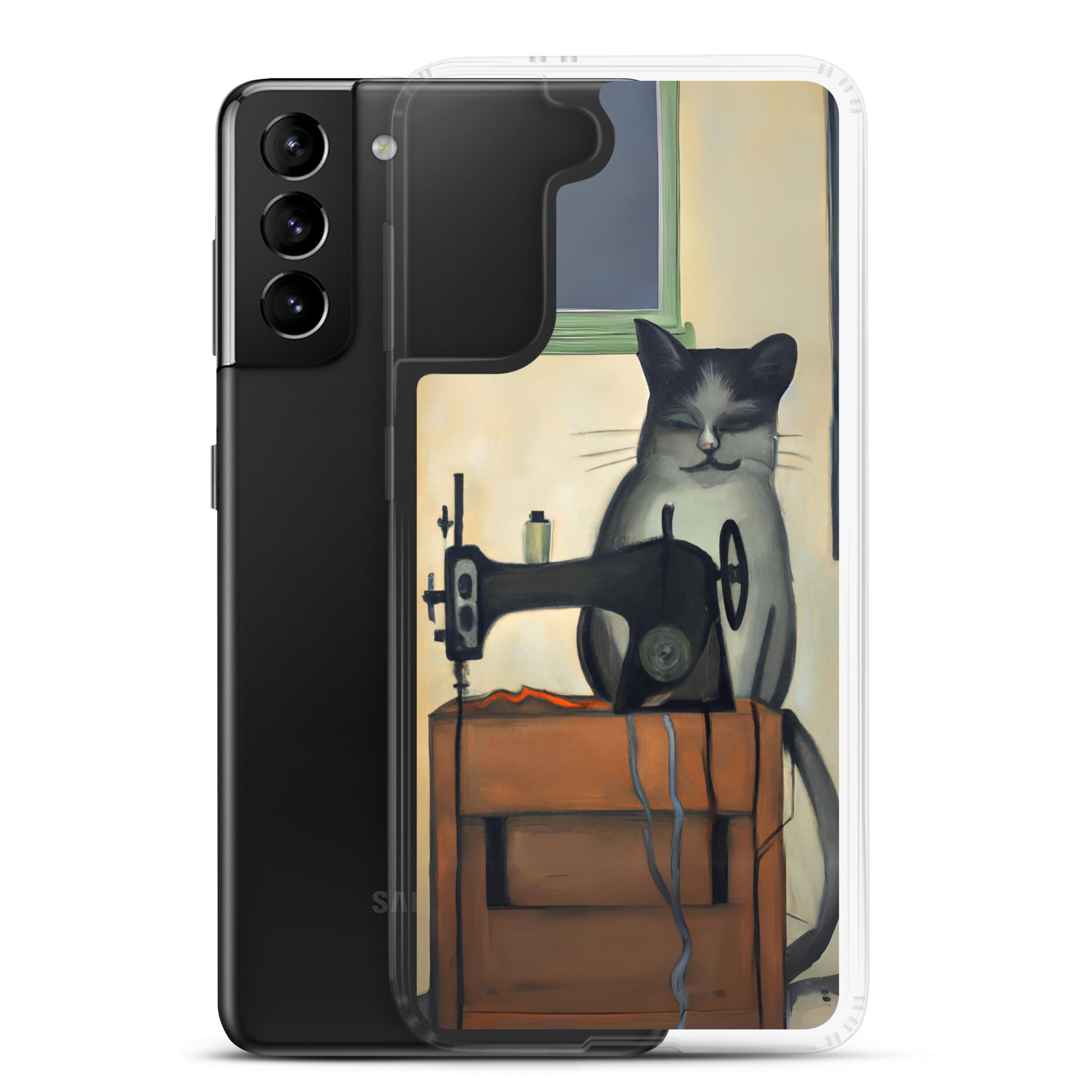 Samsung® Galaxy s21 plus "Sewing Cats" Clear Phone Case Design – The Perfect Gift for People who Love to Sew