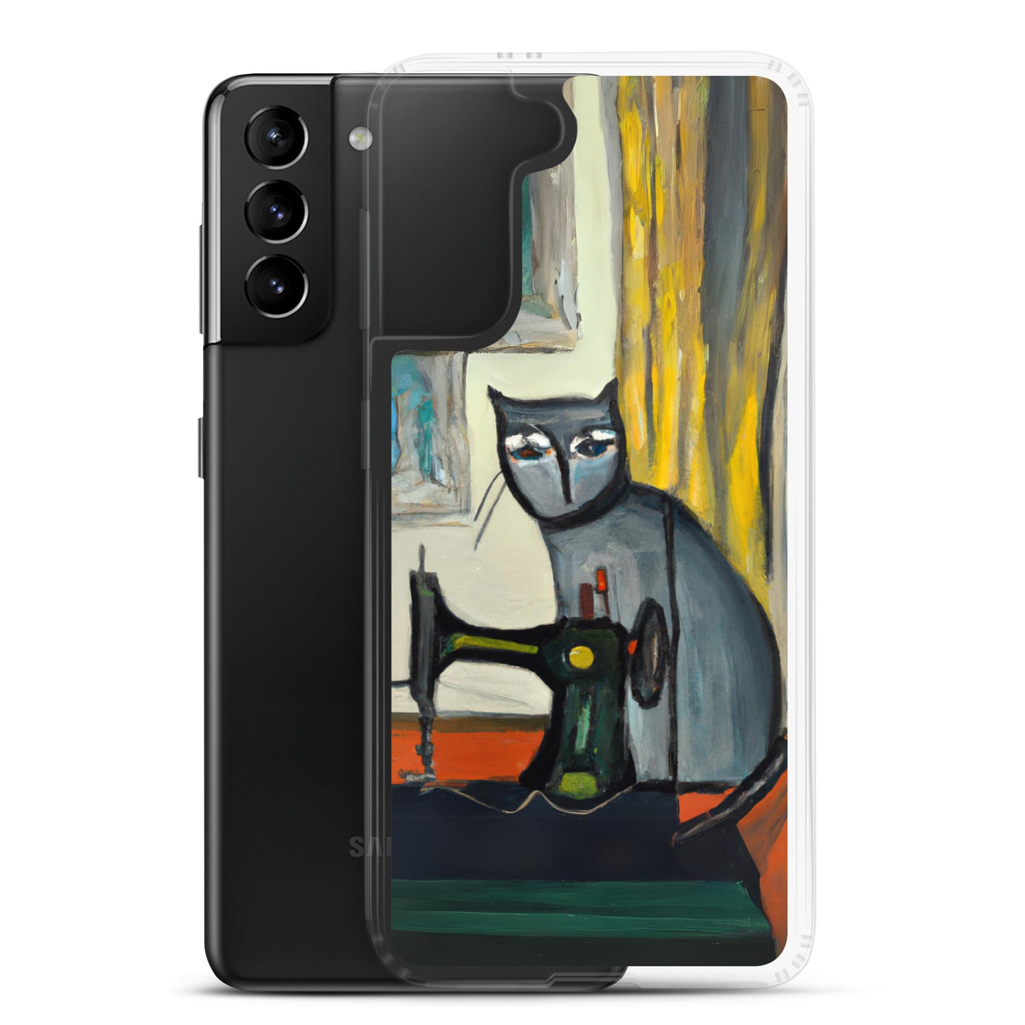 Samsung® Galaxy s21 plus "Sewing Cats" Clear Phone Case Design – The Perfect Gift for People who Love to Sew