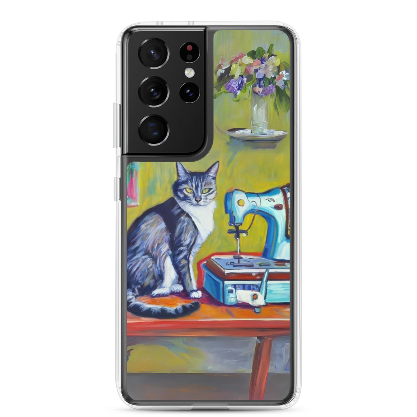 Samsung® Galaxy "Sewing Cats" Clear Phone Case Design – The Perfect Gift for People who Love to Sew