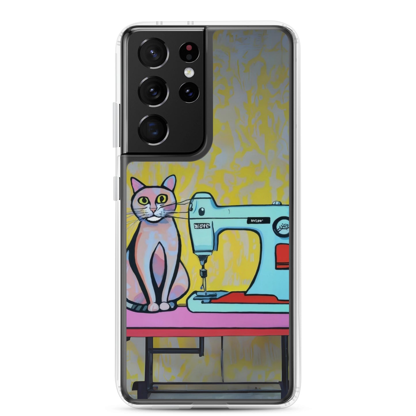 Samsung® Galaxy "Sewing Cats" Clear Phone Case Design – The Perfect Gift for People who Love to Sew