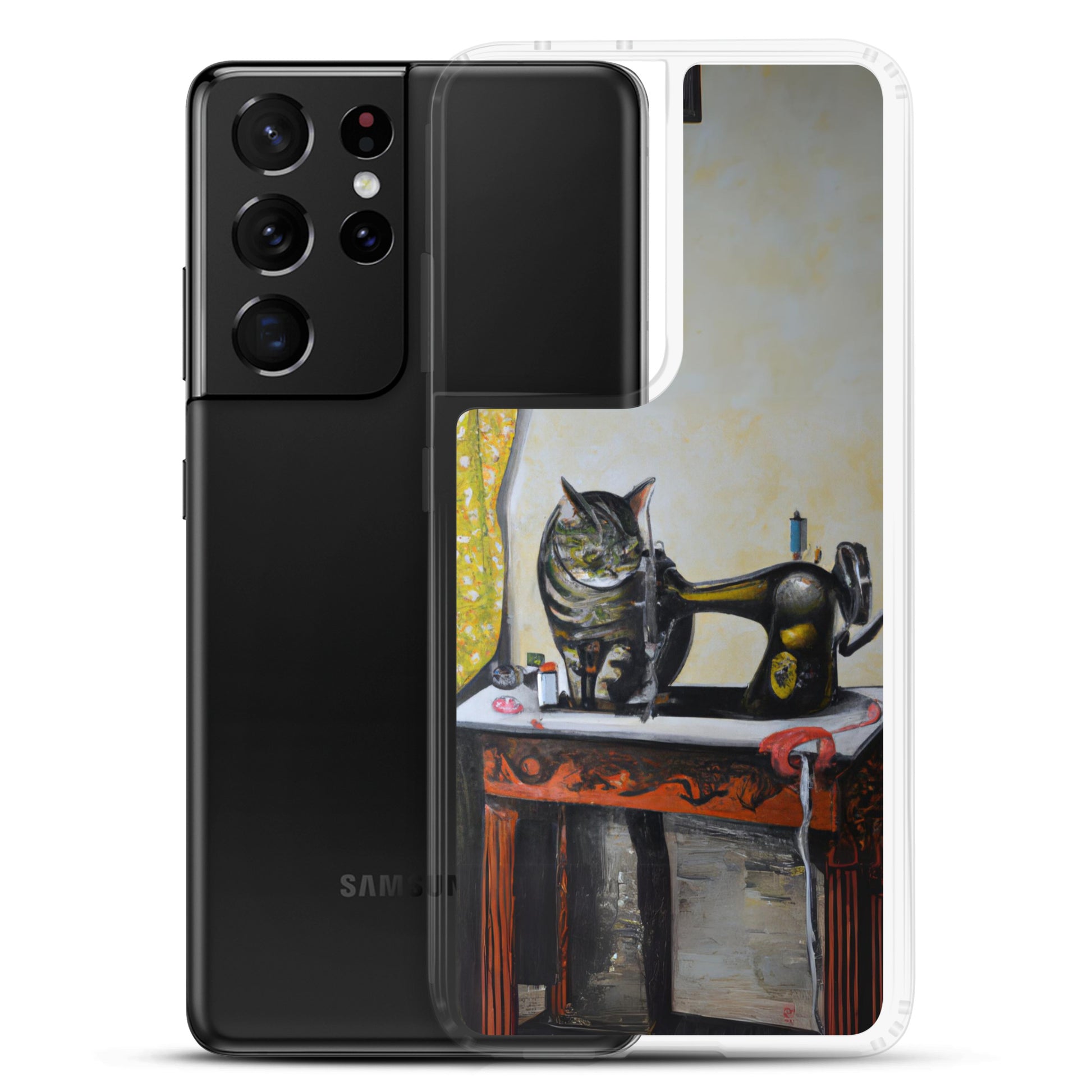 Samsung® Galaxy "Sewing Cats" Clear Phone Case Design – The Perfect Gift for People who Love to Sew