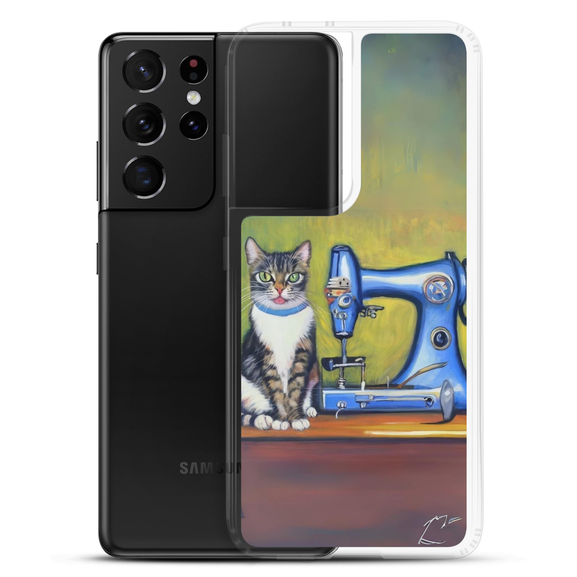 Samsung® Galaxy "Sewing Cats" Clear Phone Case Design – The Perfect Gift for People who Love to Sew