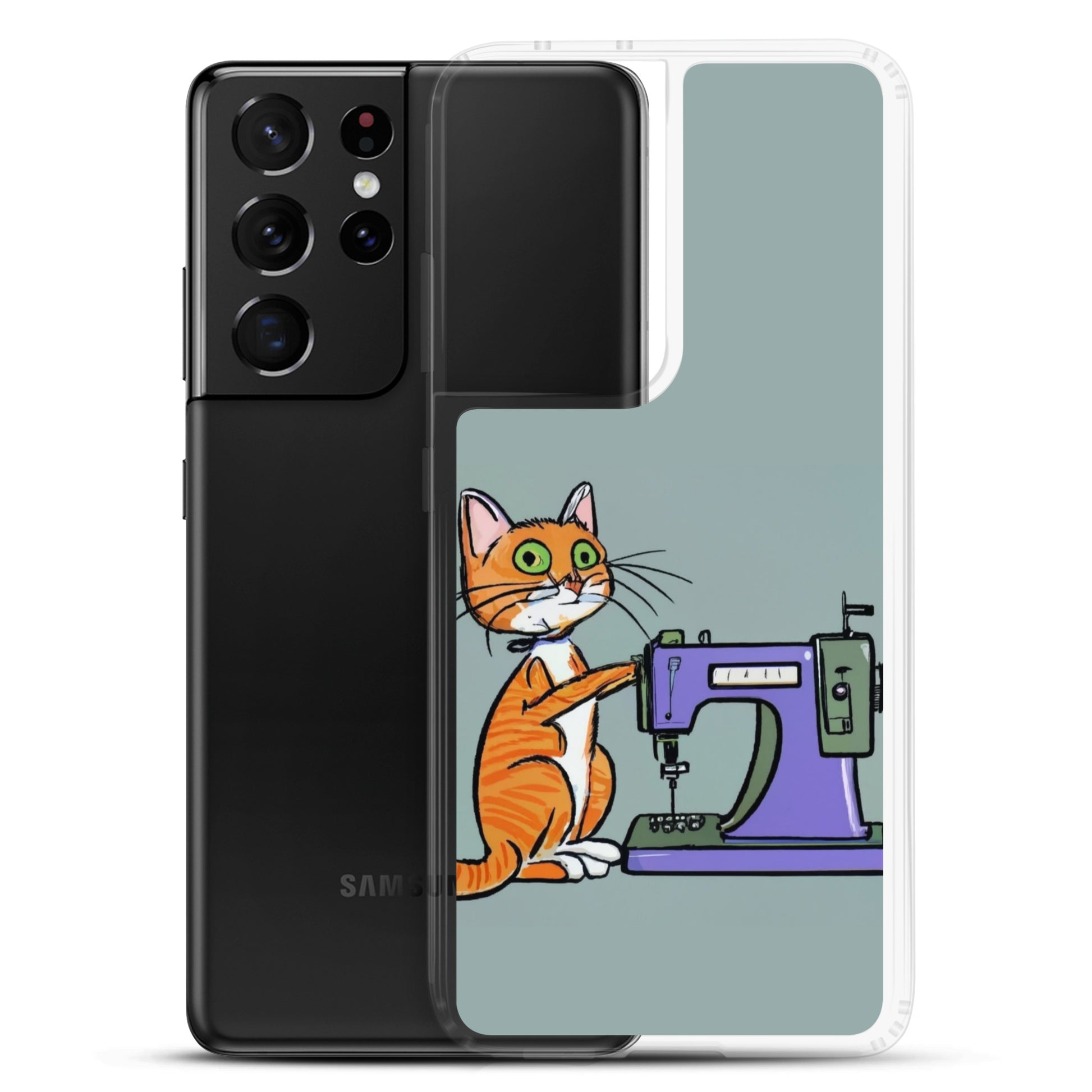 Samsung® Galaxy "Sewing Cats" Clear Phone Case Design – The Perfect Gift for People who Love to Sew