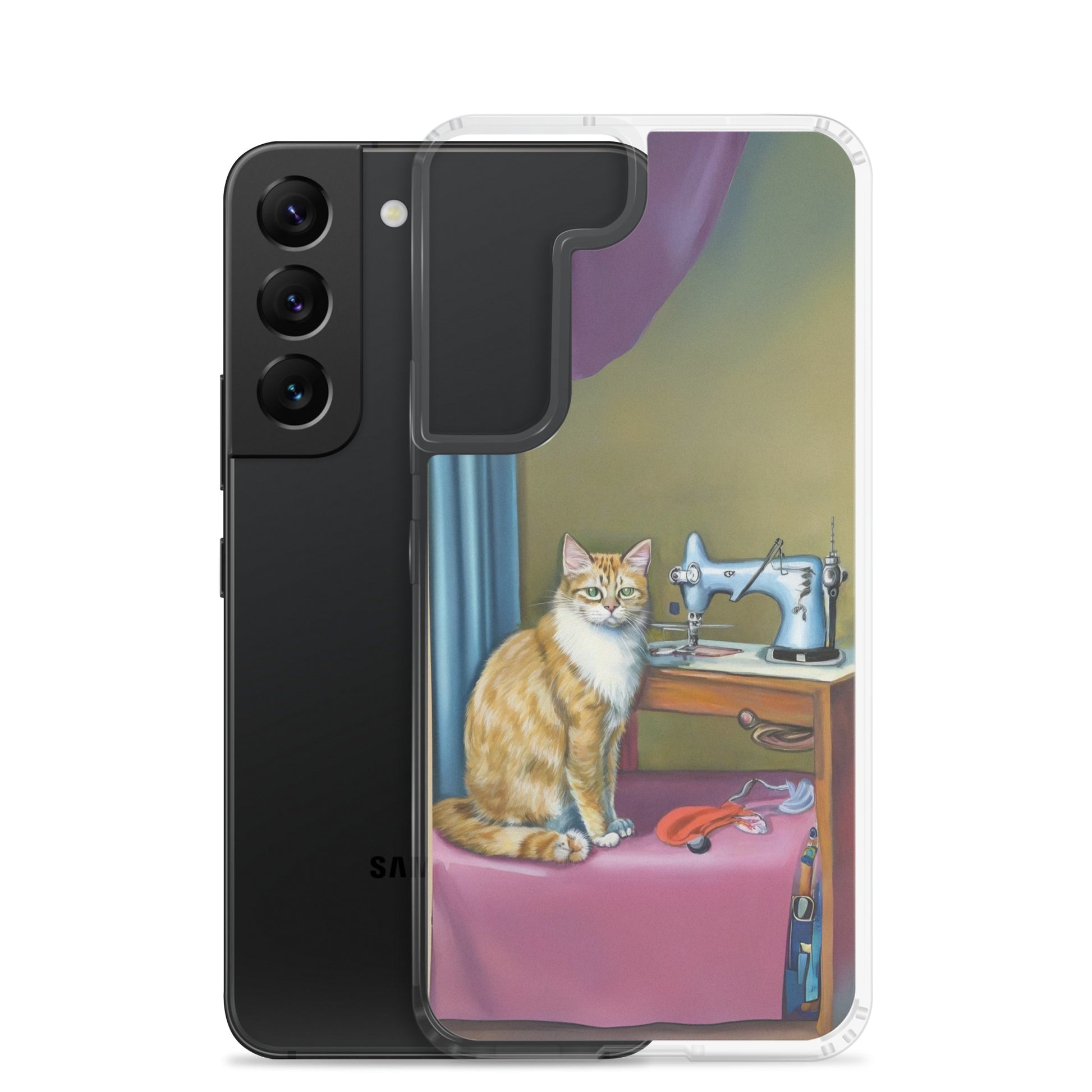 Samsung® Galaxy "Sewing Cats" Clear Phone Case Design – The Perfect Gift for People who Love to Sew