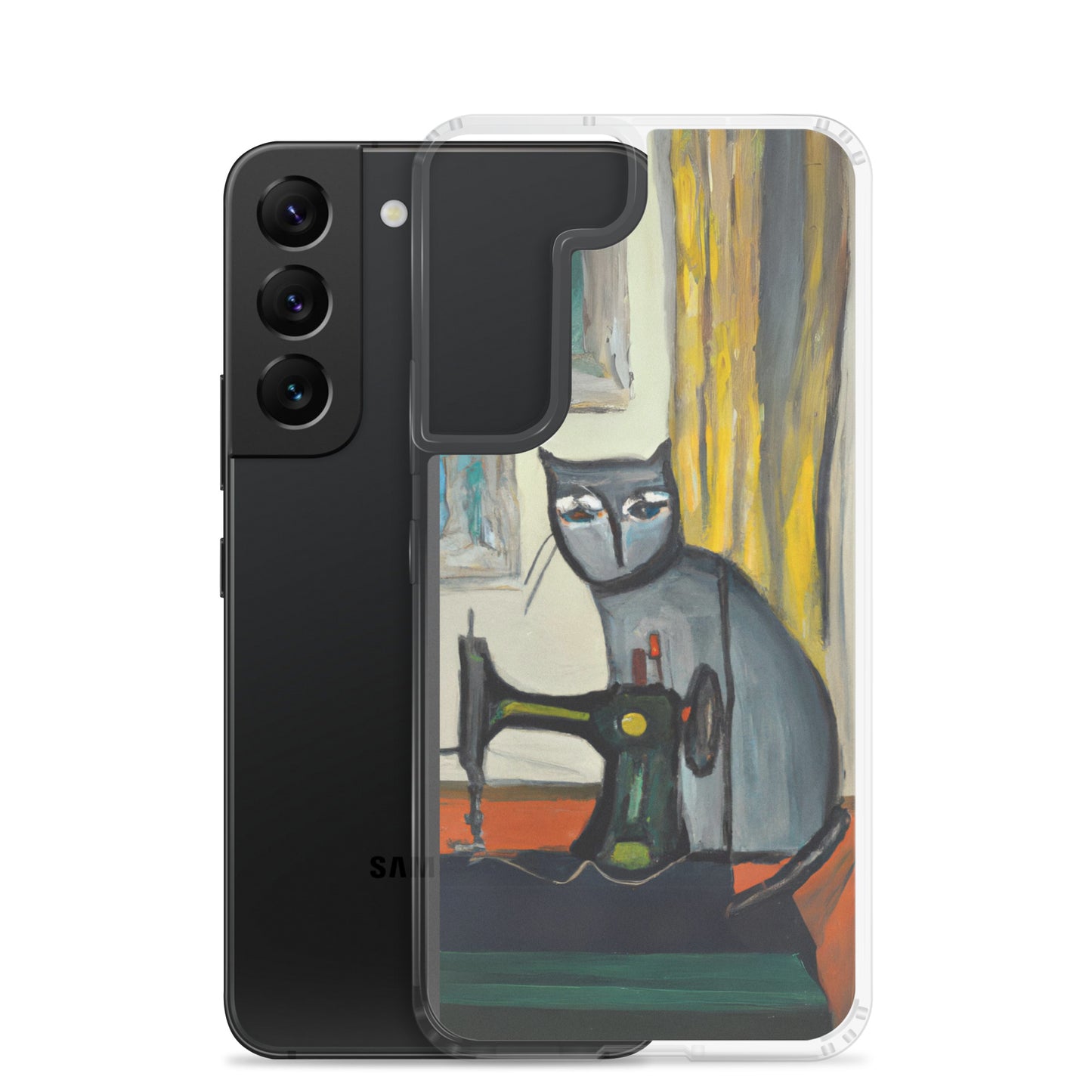 Samsung® Galaxy s22 "Sewing Cats" Clear Phone Case Design – The Perfect Gift for People who Love to Sew