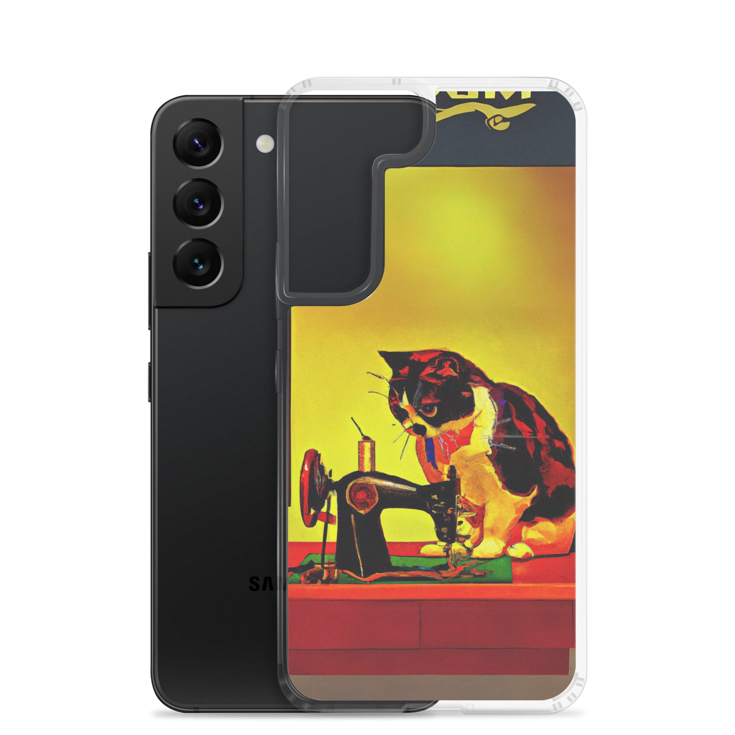 Samsung® Galaxy s22 "Sewing Cats" Clear Phone Case Design – The Perfect Gift for People who Love to Sew