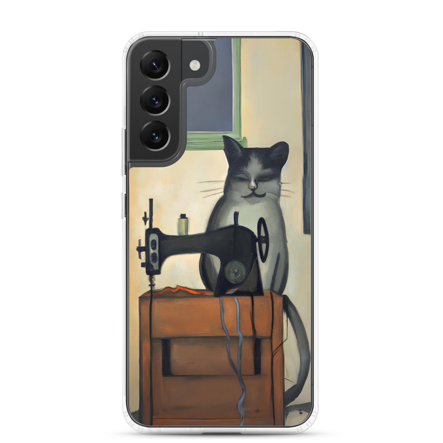 Samsung® Galaxy s22 plus "Sewing Cats" Clear Phone Case Design – The Perfect Gift for People who Love to Sew