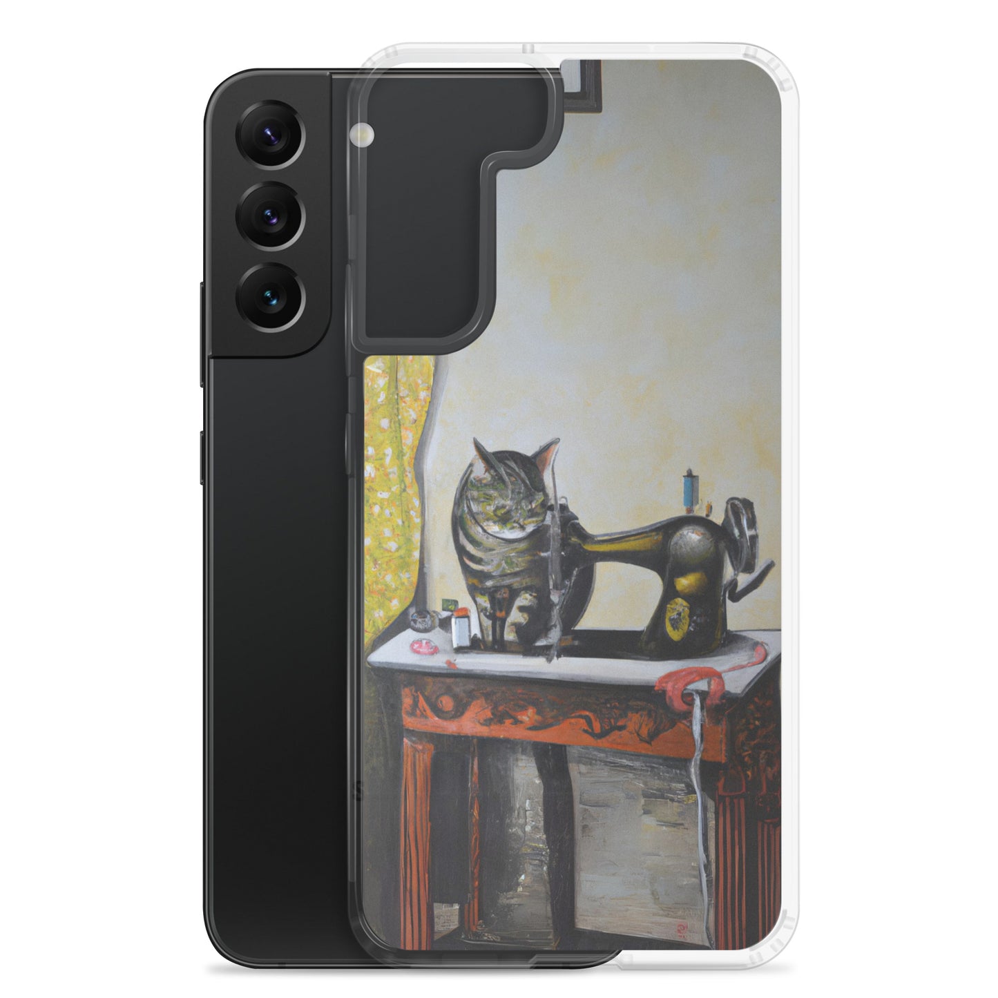 Samsung® Galaxy "Sewing Cats" Clear Phone Case Design – The Perfect Gift for People who Love to Sew