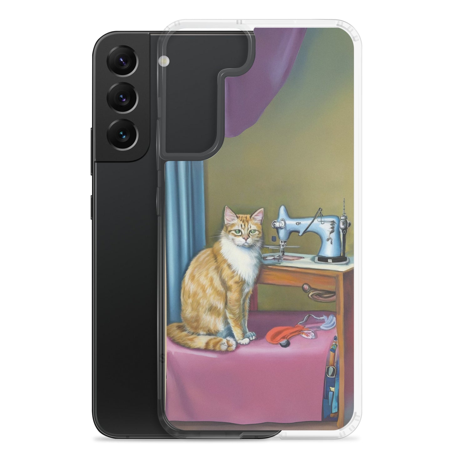 Samsung® Galaxy "Sewing Cats" Clear Phone Case Design – The Perfect Gift for People who Love to Sew