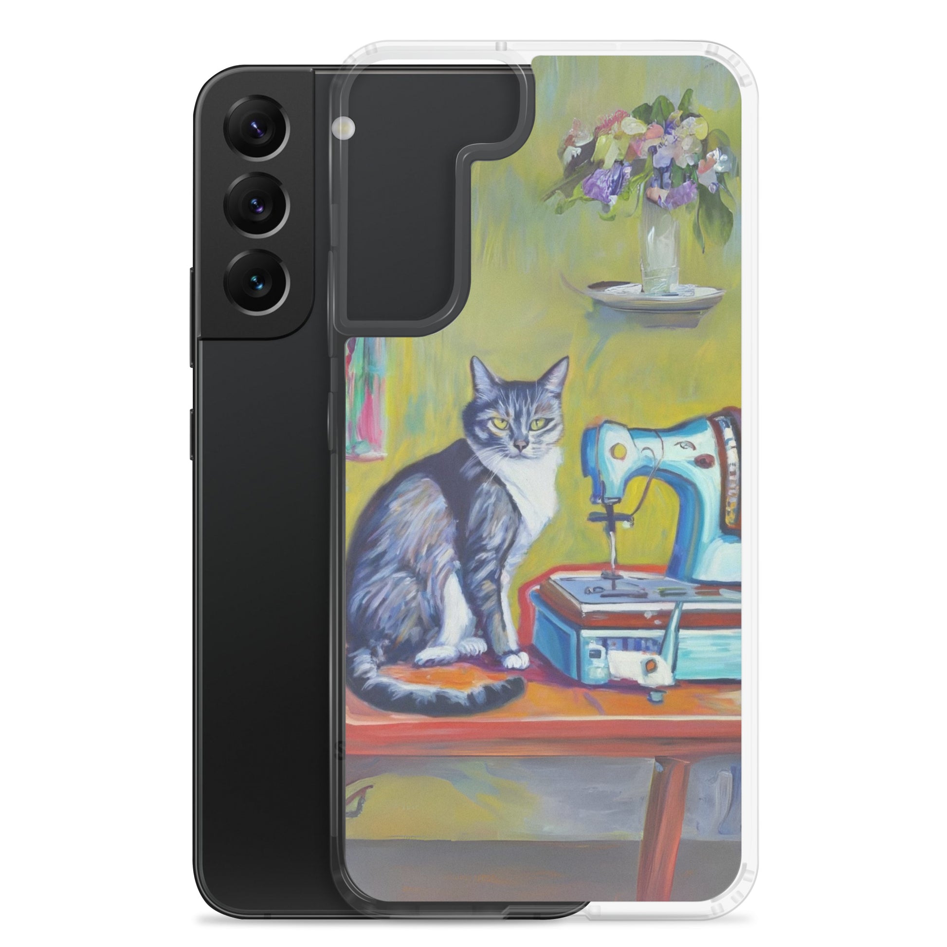 Samsung® Galaxy "Sewing Cats" Clear Phone Case Design – The Perfect Gift for People who Love to Sew