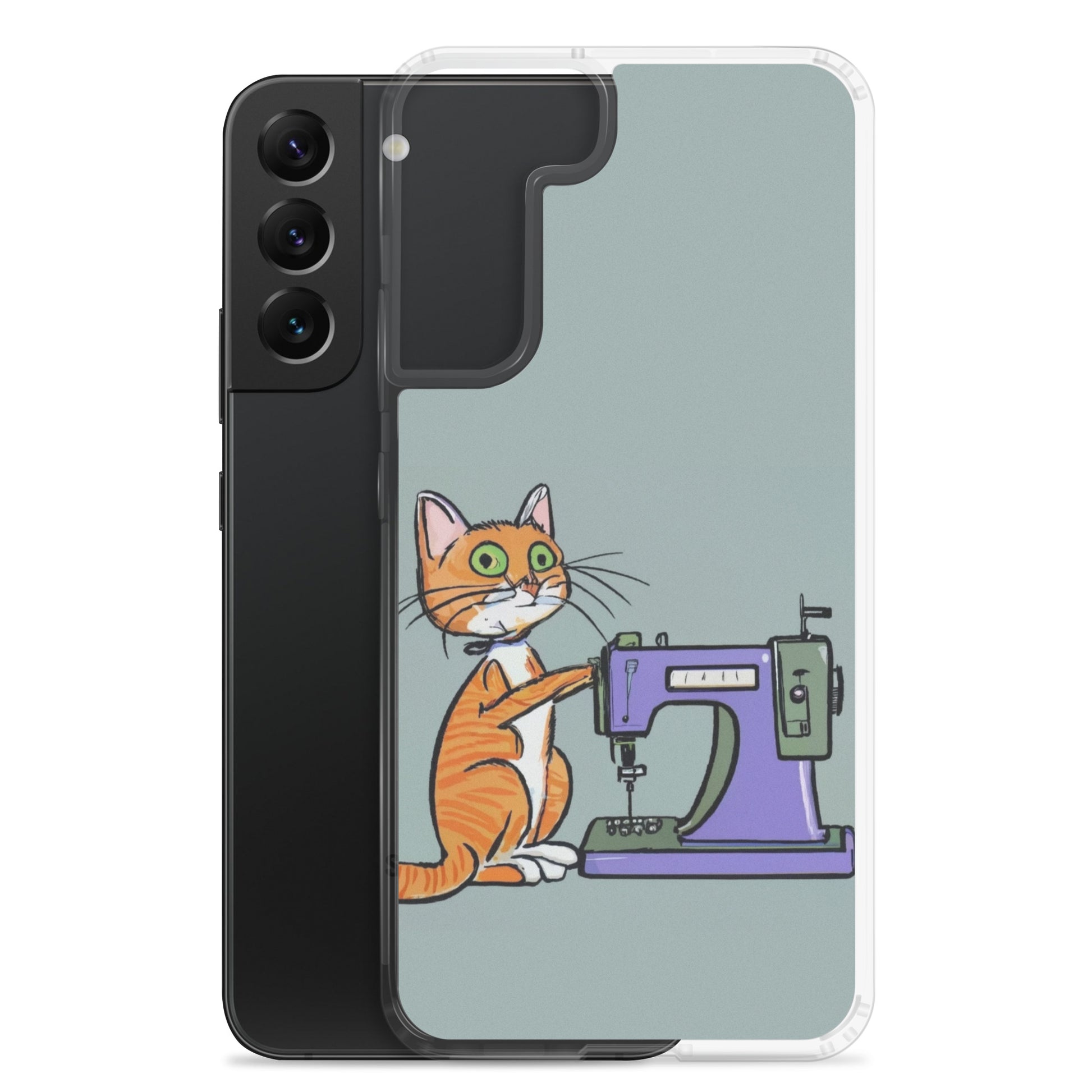 Samsung® Galaxy "Sewing Cats" Clear Phone Case Design – The Perfect Gift for People who Love to Sew