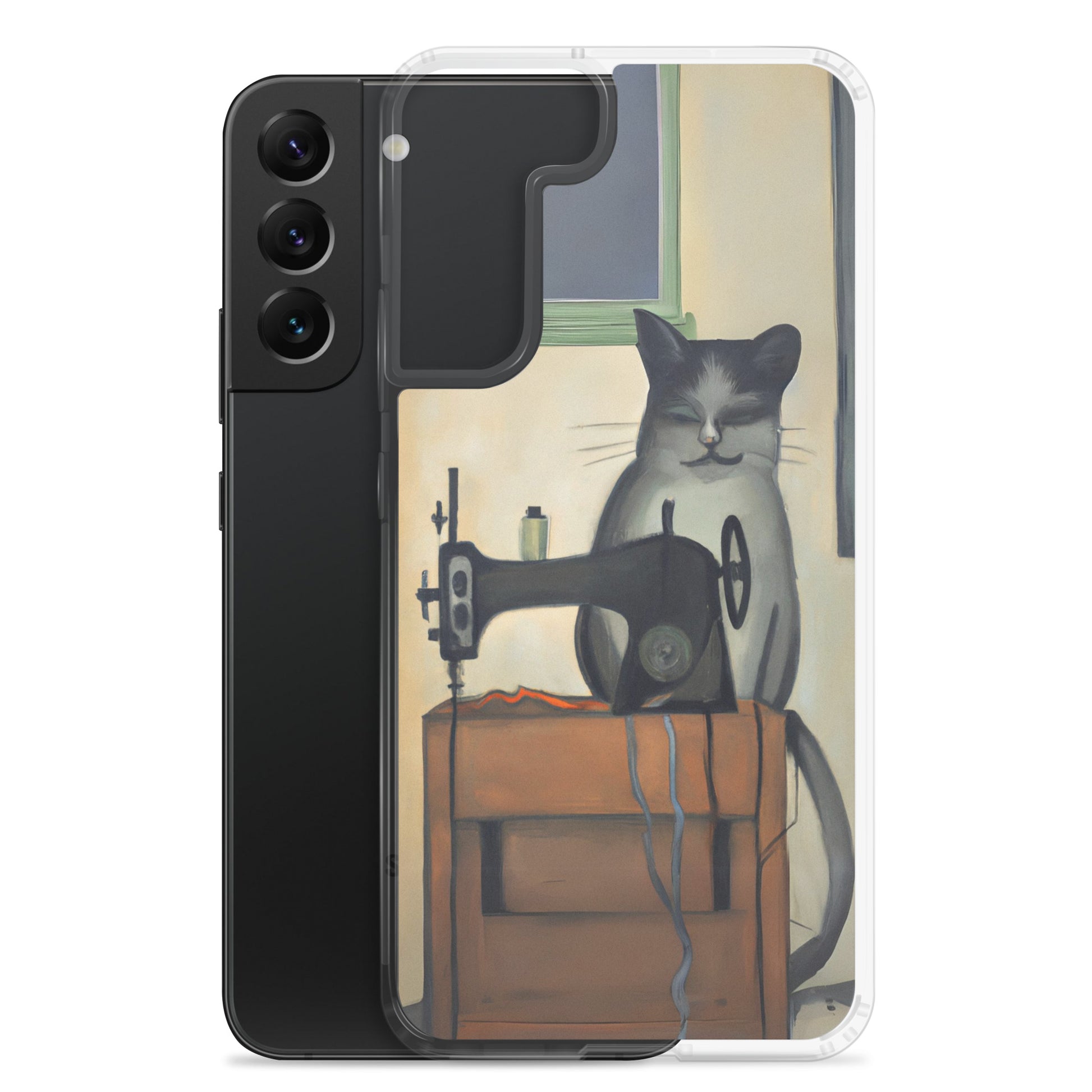 Samsung® Galaxy s22 plus "Sewing Cats" Clear Phone Case Design – The Perfect Gift for People who Love to Sew