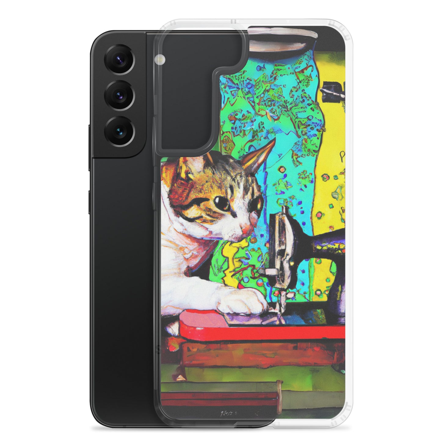 Samsung® Galaxy s22 plus "Sewing Cats" Clear Phone Case Design – The Perfect Gift for People who Love to Sew