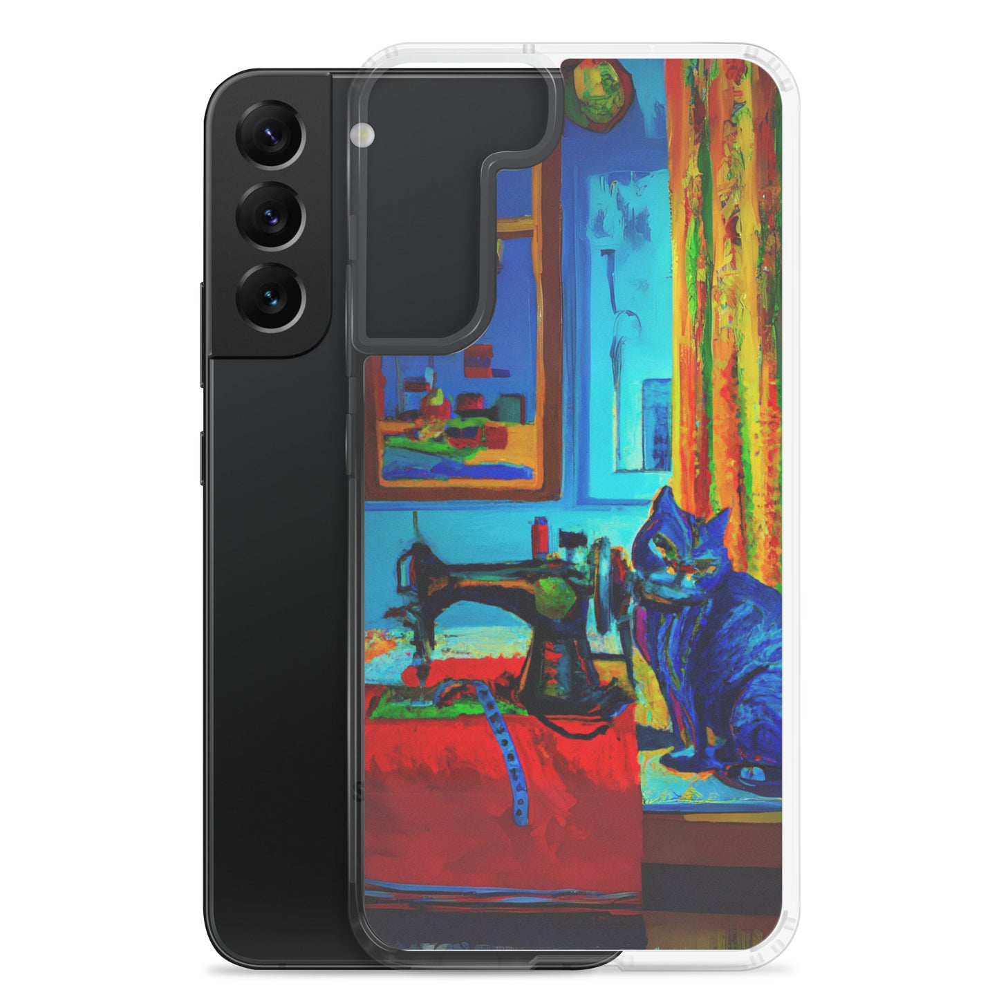 Samsung® Galaxy s22 plus "Sewing Cats" Clear Phone Case Design – The Perfect Gift for People who Love to Sew