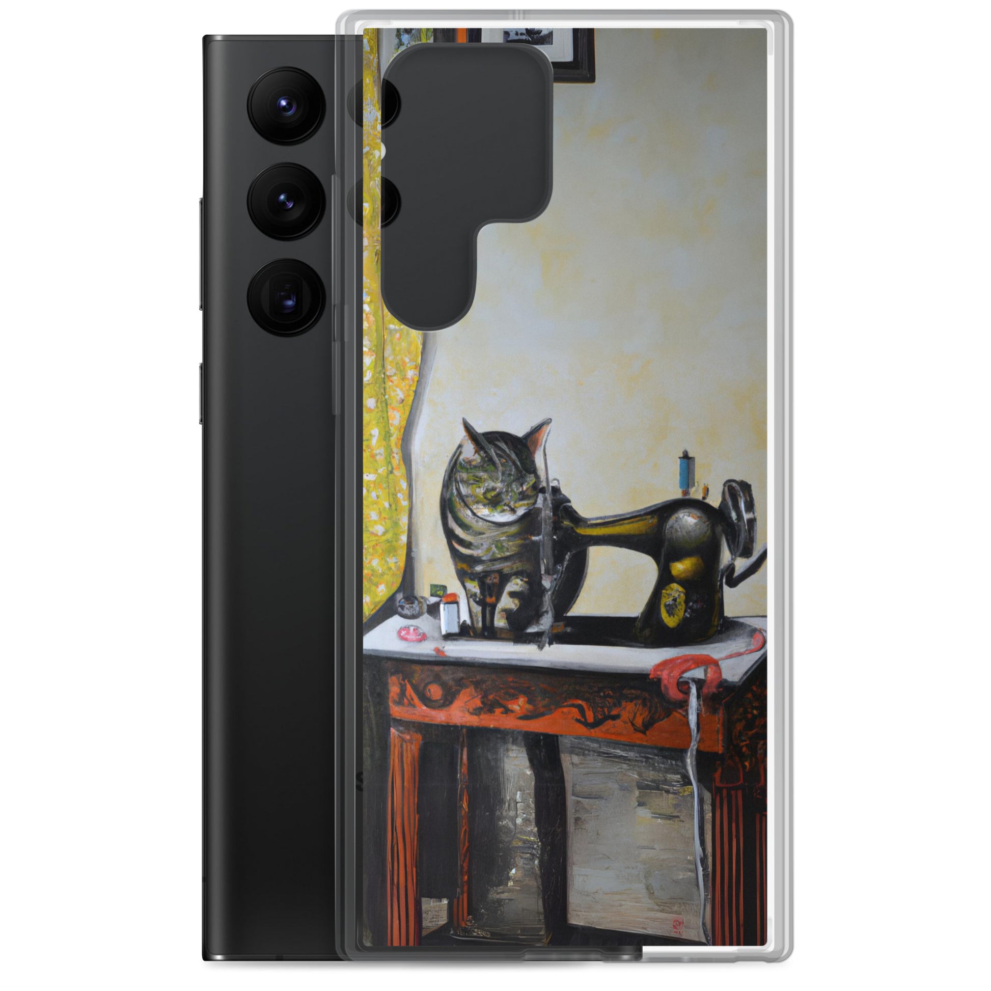 Samsung® Galaxy "Sewing Cats" Clear Phone Case Design – The Perfect Gift for People who Love to Sew